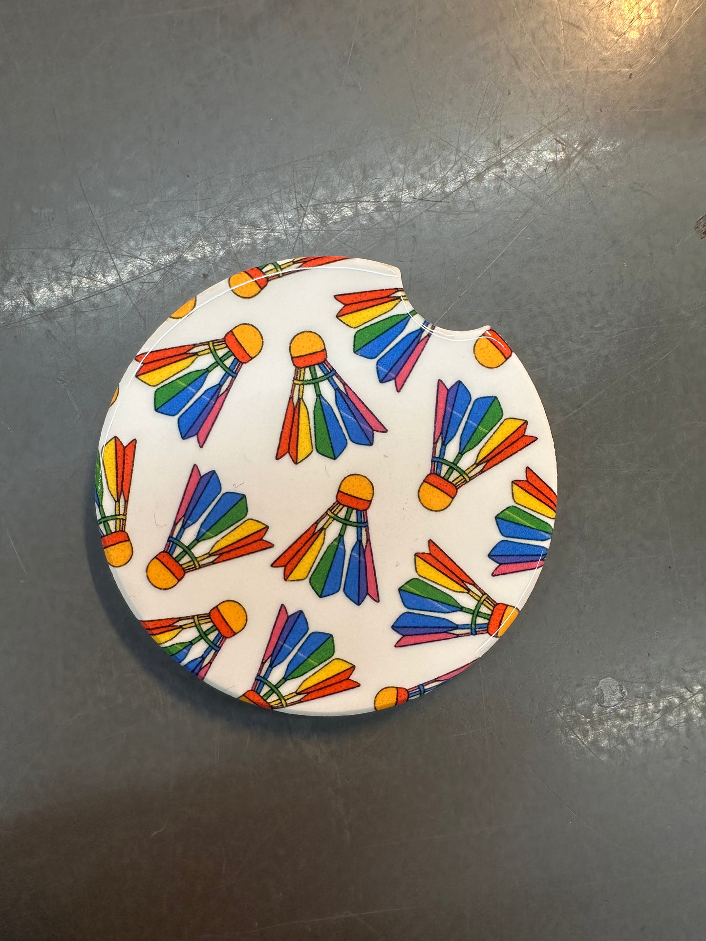 KC Icons Shuttlecock Pride Ceramic Car Coasters for Cupholders - Set of 2