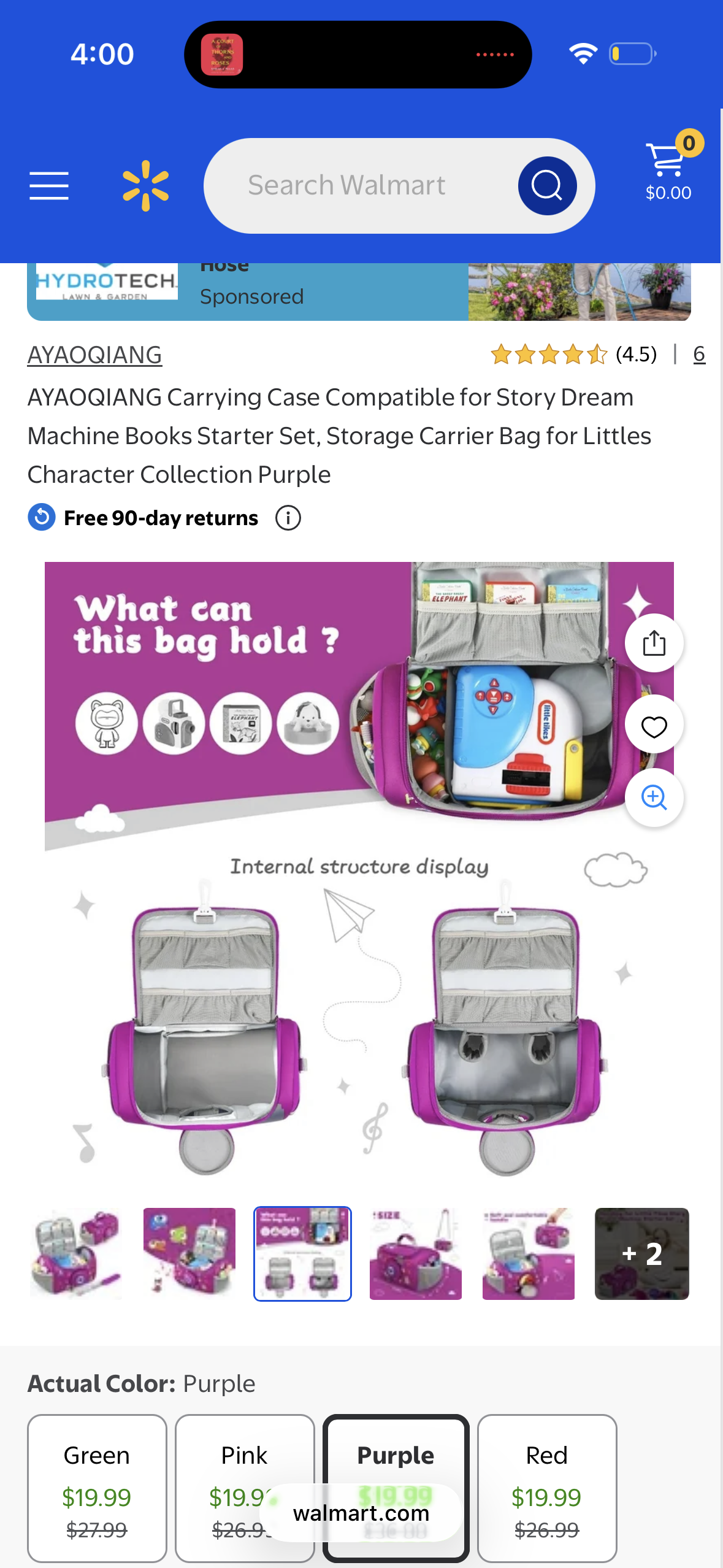 AYAOQIANG Carrying Case Compatible for Story Dream Machine Books Starter Set, Storage Carrier Bag for Littles Character Collection Purple