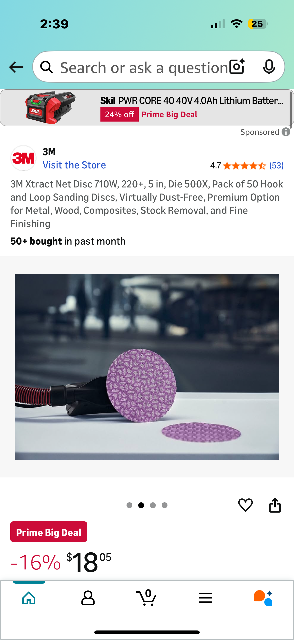 3M Xtract Net Disc 710W, 220+, 5 in, Die 500X, Pack of 50 Hook and Loop Sanding Discs, Virtually Dust-Free, Premium Option for Metal, Wood, Composites, Stock Removal, and Fine Finishing