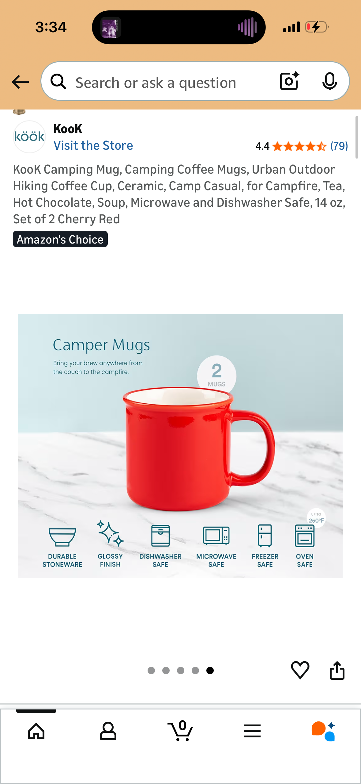 KooK Camping Mug, Camping Coffee Mugs, Urban Outdoor Hiking Coffee Cup, Ceramic, Camp Casual, for Campfire, Tea, Hot Chocolate, Soup, Microwave and Dishwasher Safe, 14 oz, Set of 2 Navy Blue