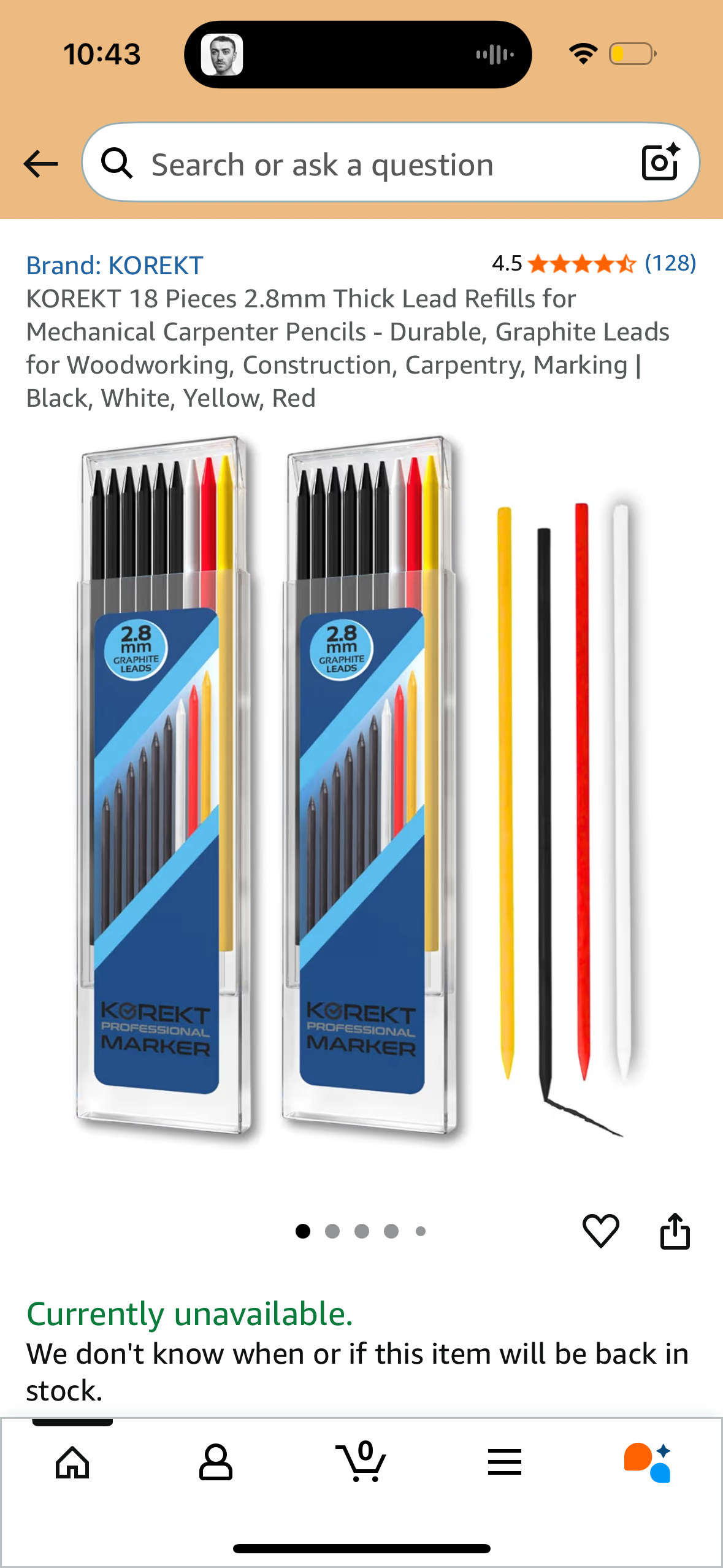 KOREKT 18 Pieces 2.8mm Thick Lead Refills for Mechanical Carpenter Pencils - Durable, Graphite Leads for Woodworking, Construction, Carpentry, Marking | Black, White, Yellow, Red