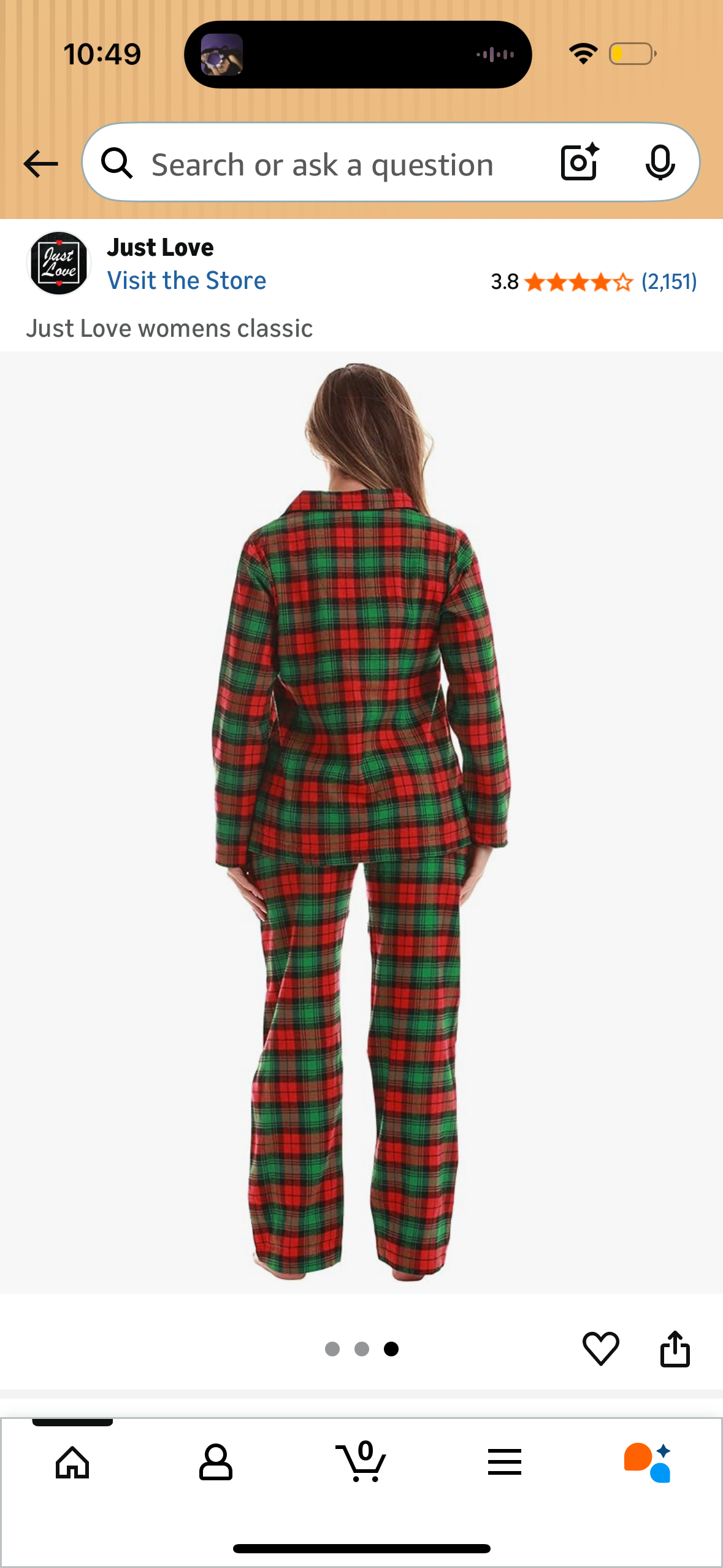 Women’s Pajama Set, Red and Green (Size Large)