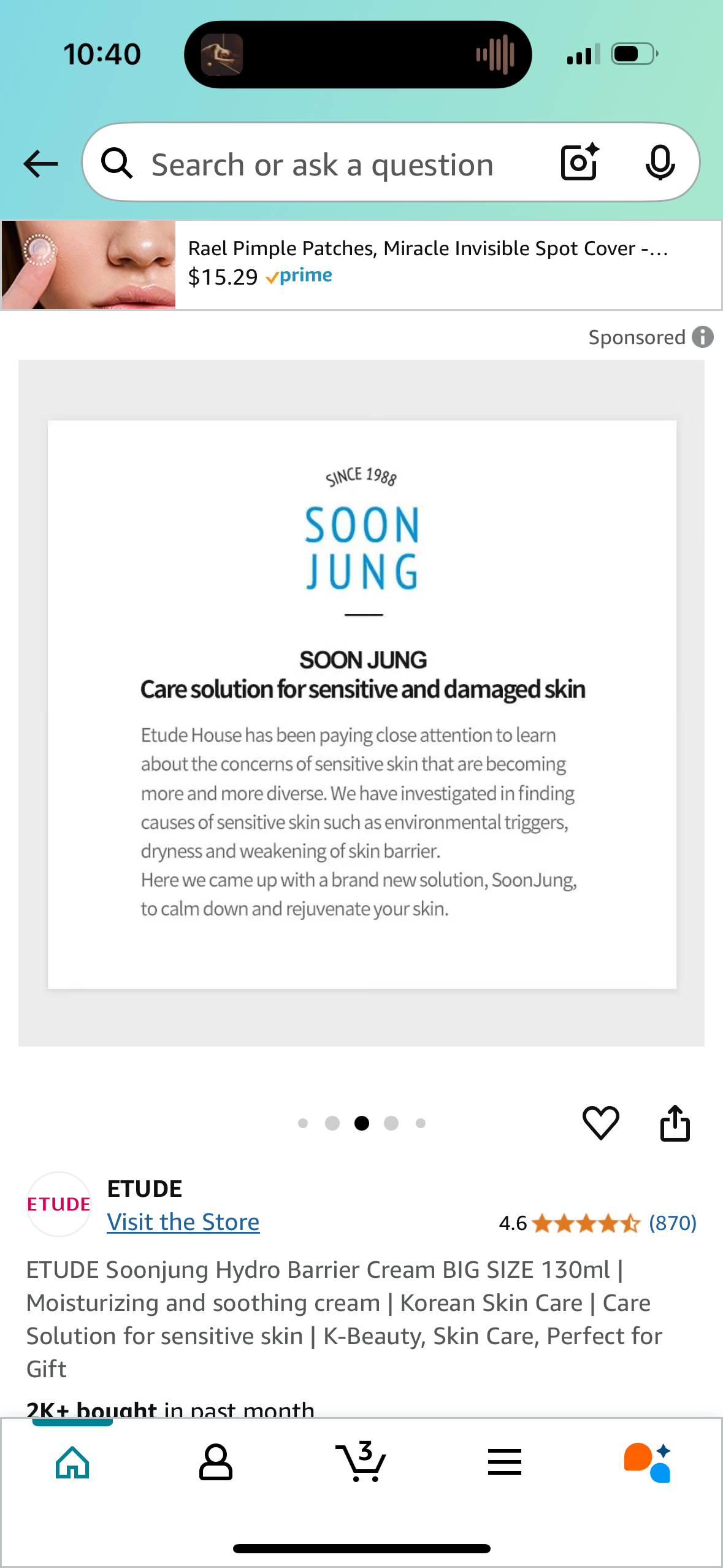 ETUDE Soonjung Hydro Barrier Cream BIG SIZE 130ml | Moisturizing and soothing cream | Korean Skin Care | Care Solution for sensitive skin | K-Beauty, Skin Care, Perfect for Gift