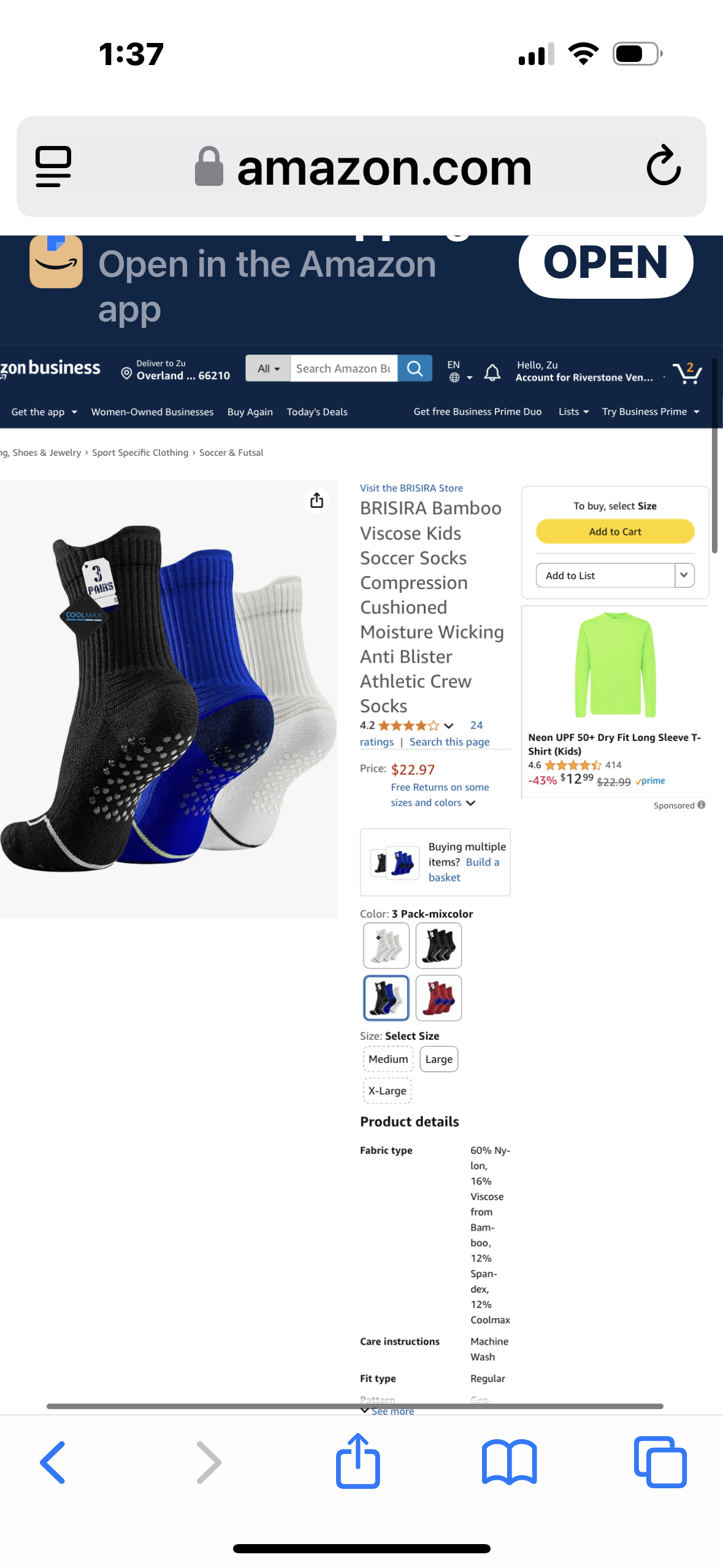 BRISIRA Bamboo Viscose Kids Soccer Socks Compression Cushioned Moisture Wicking Anti Blister Athletic Crew Socks