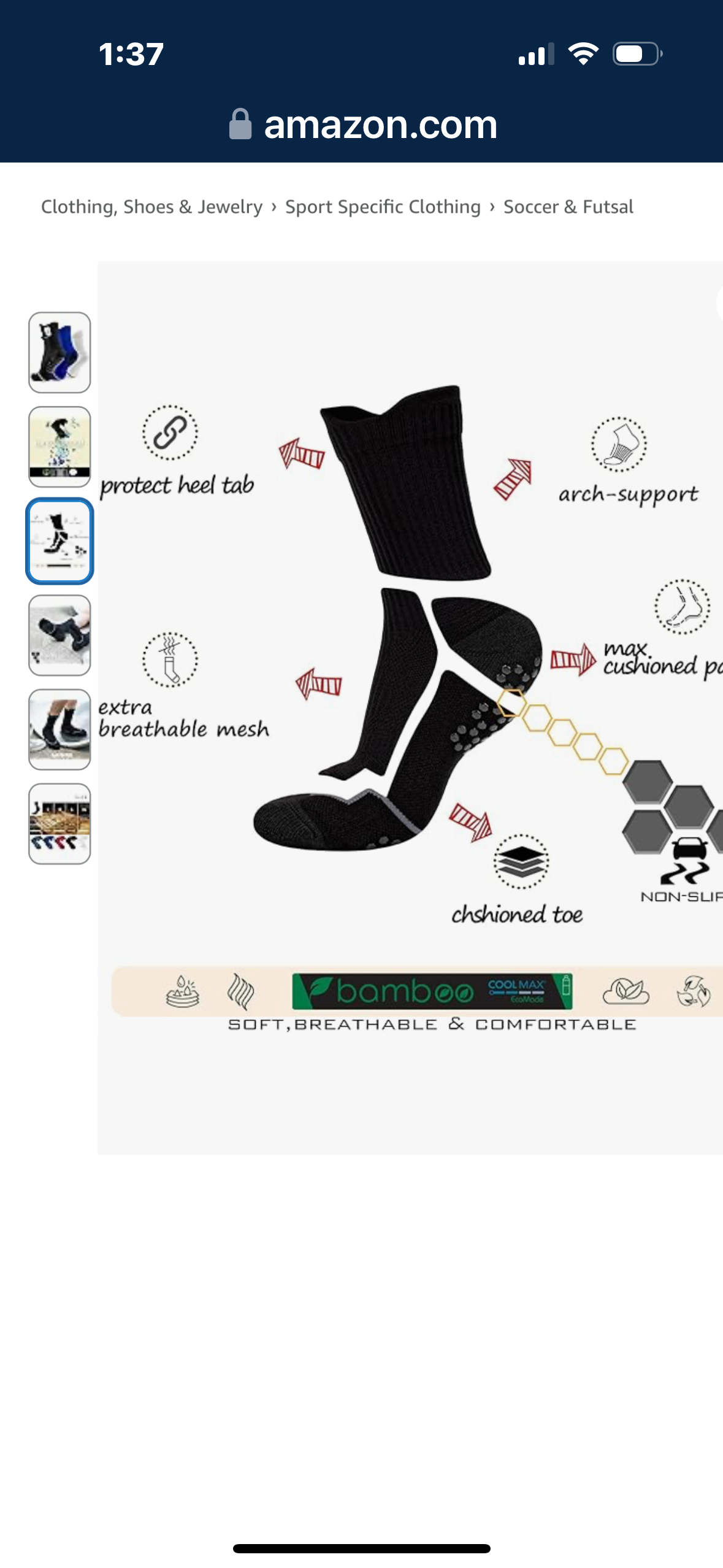 BRISIRA Bamboo Viscose Kids Soccer Socks Compression Cushioned Moisture Wicking Anti Blister Athletic Crew Socks