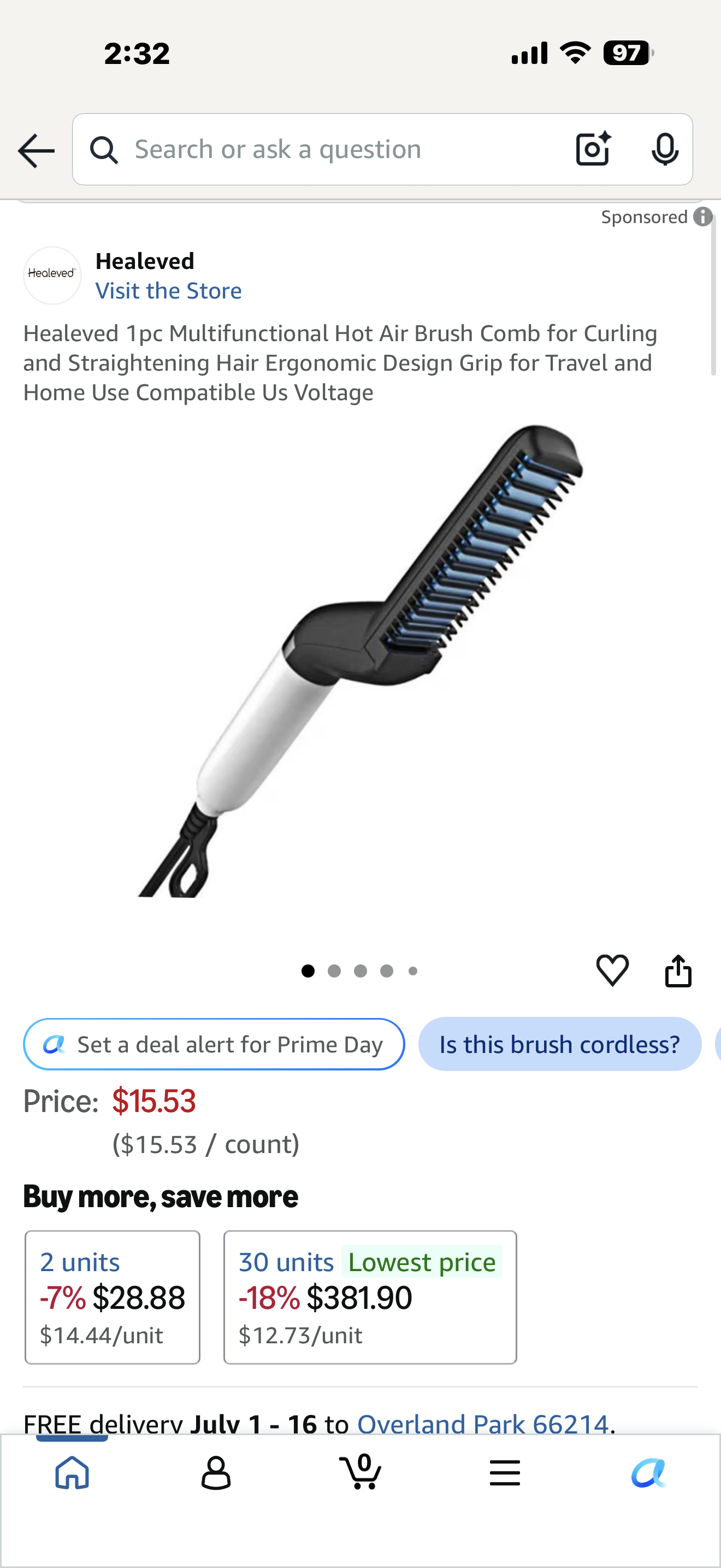 Healeved 1pc Multifunctional Hot Air Brush Comb for Curling and Straightening Hair Ergonomic Design Grip for Travel and Home Use Compatible Us Voltage