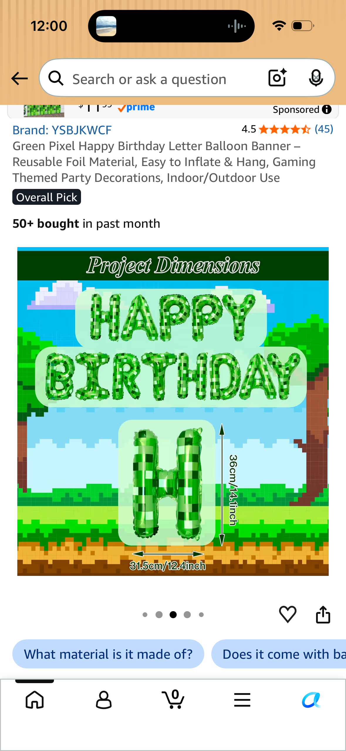 Green Pixel Happy Birthday Letter Balloon Banner – Reusable Foil Material, Easy to Inflate & Hang, Gaming Themed Party Decorations, Indoor/Outdoor Use