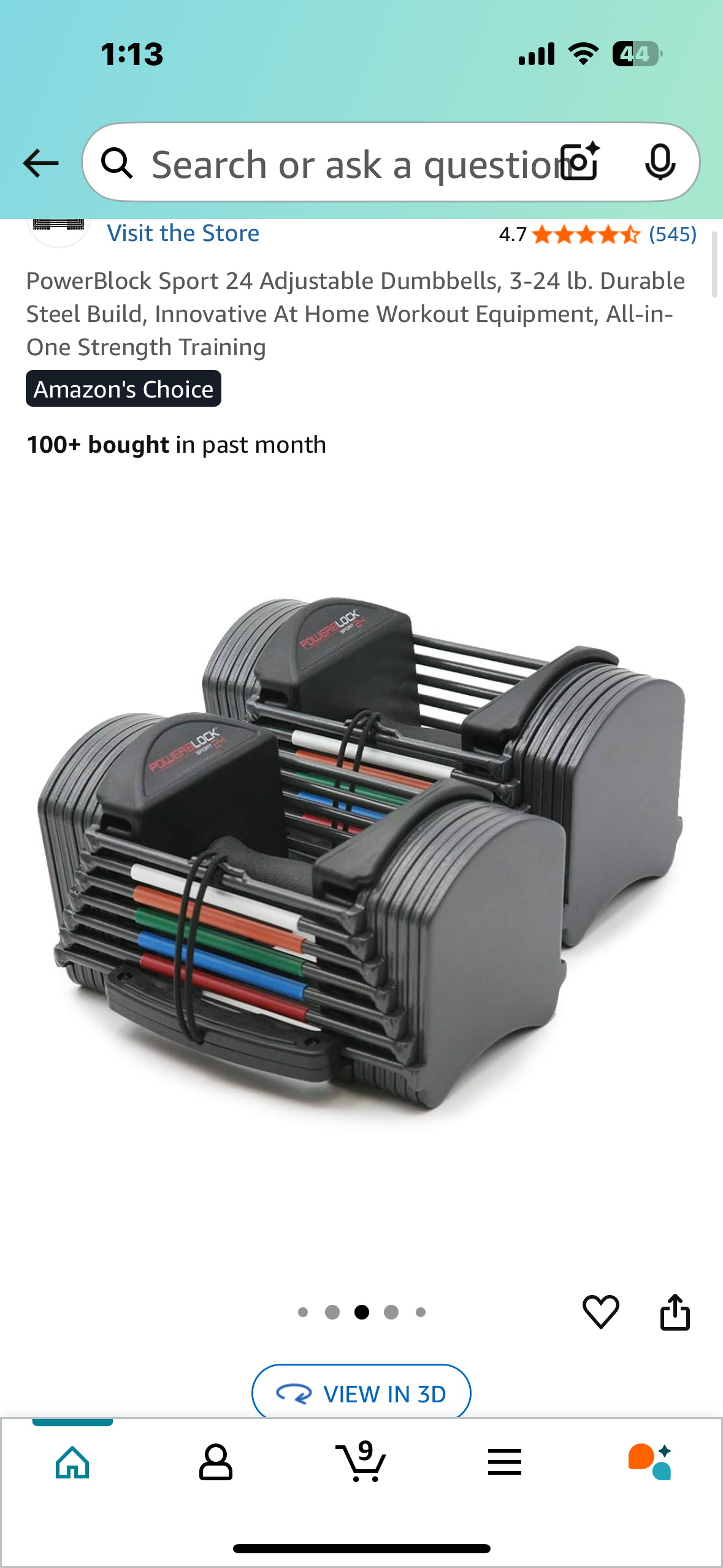 PowerBlock Sport 24 Adjustable Dumbbells, 3-24 lb. Durable Steel Build, Innovative At Home Workout Equipment, All-in-One Strength Training (W467)