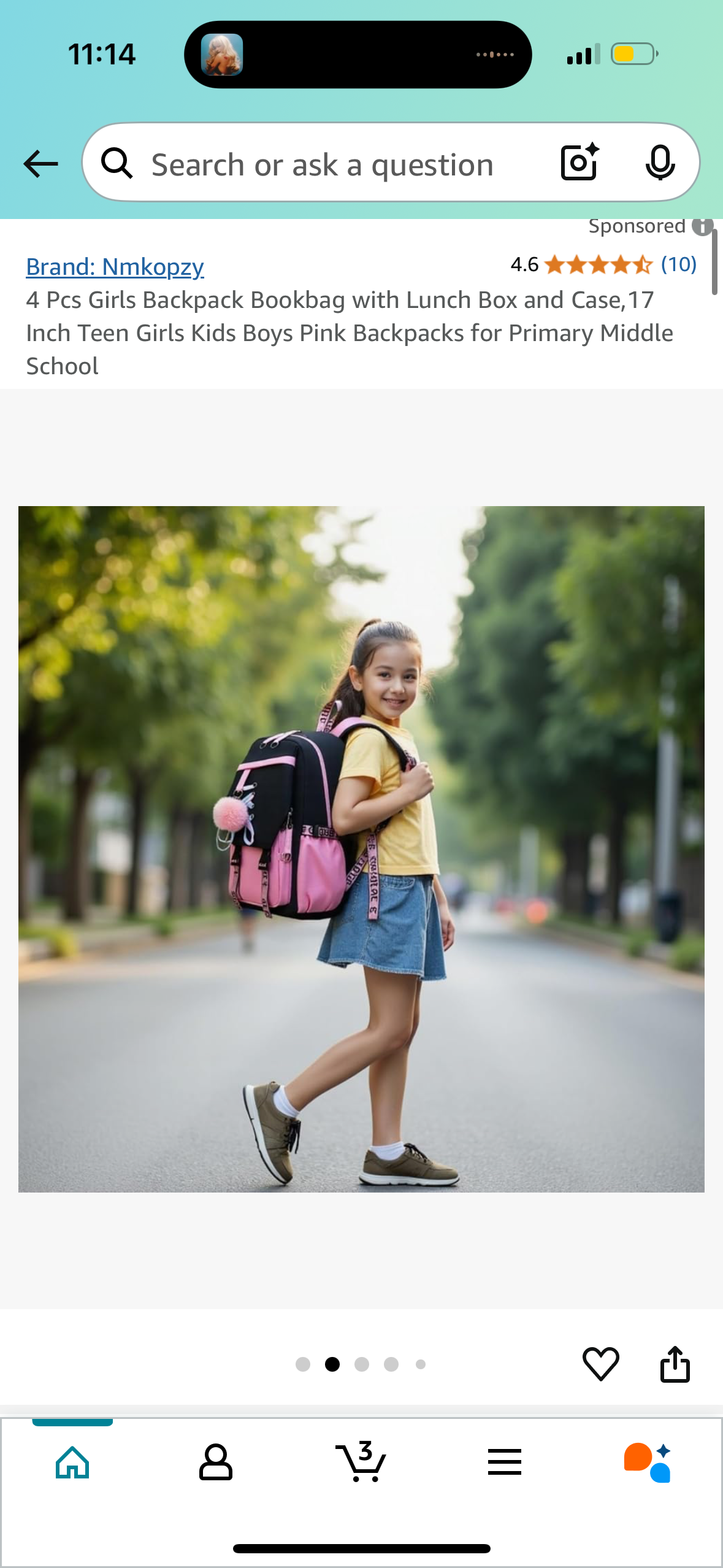 4 Pcs Girls Backpack Bookbag with Lunch Box, Pencil Case, and Coin Purse Teen Kids Pink Backpacks