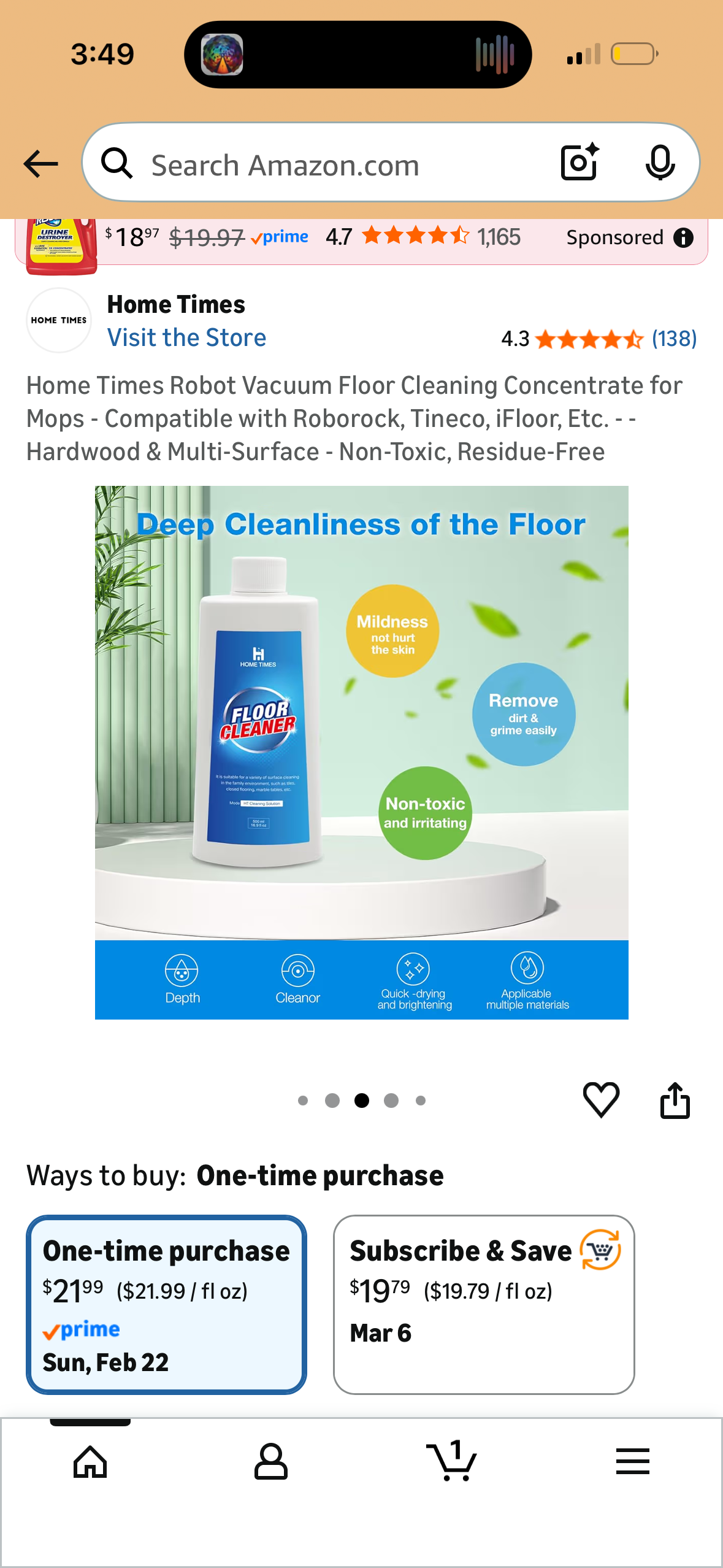 Home Times Robot Vacuum Floor Cleaning Concentrate for Mops - Compatible with Roborock, Tineco, iFloor, Etc. - - Hardwood & Multi-Surface - Non-Toxic, Residue-Free