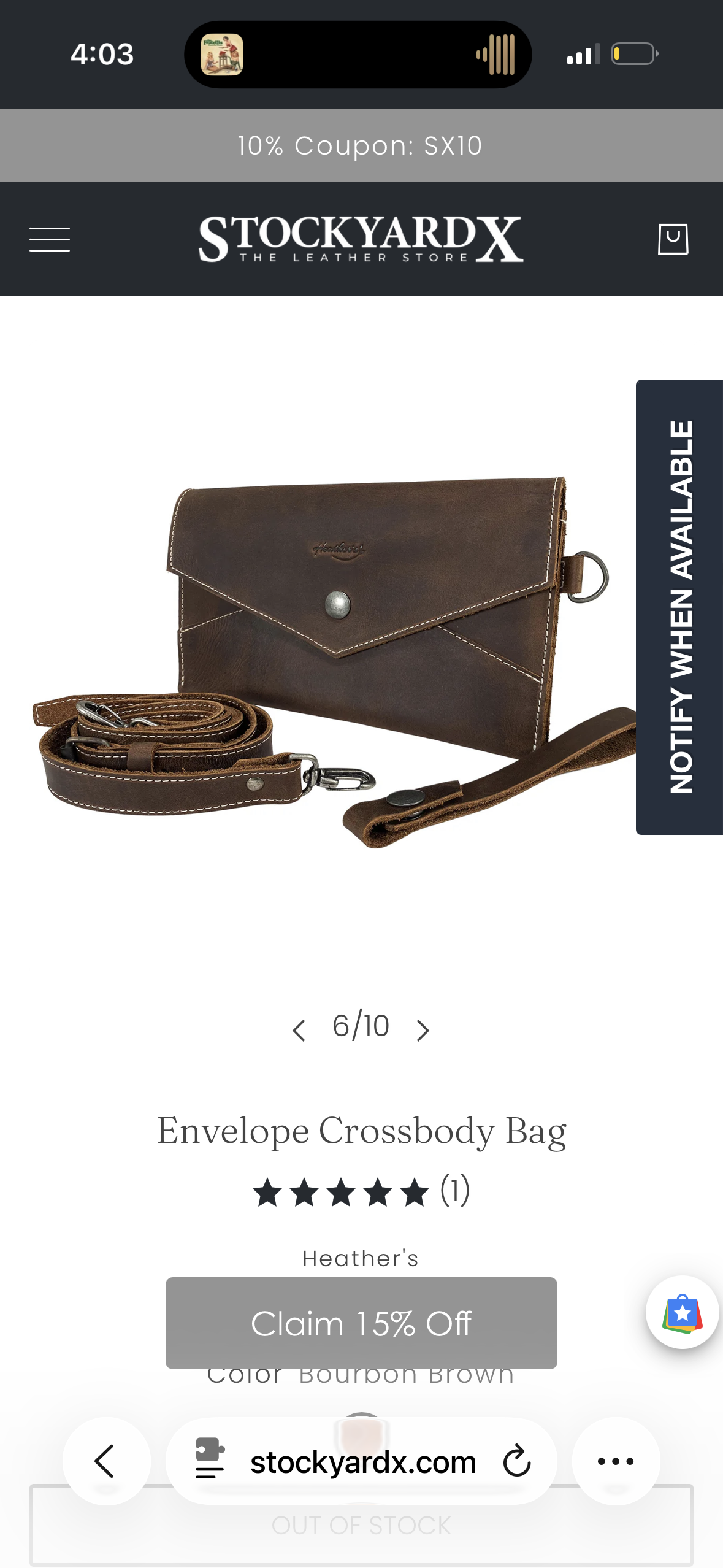 StockyardX The Leather Store Envelope Crossbody Bag