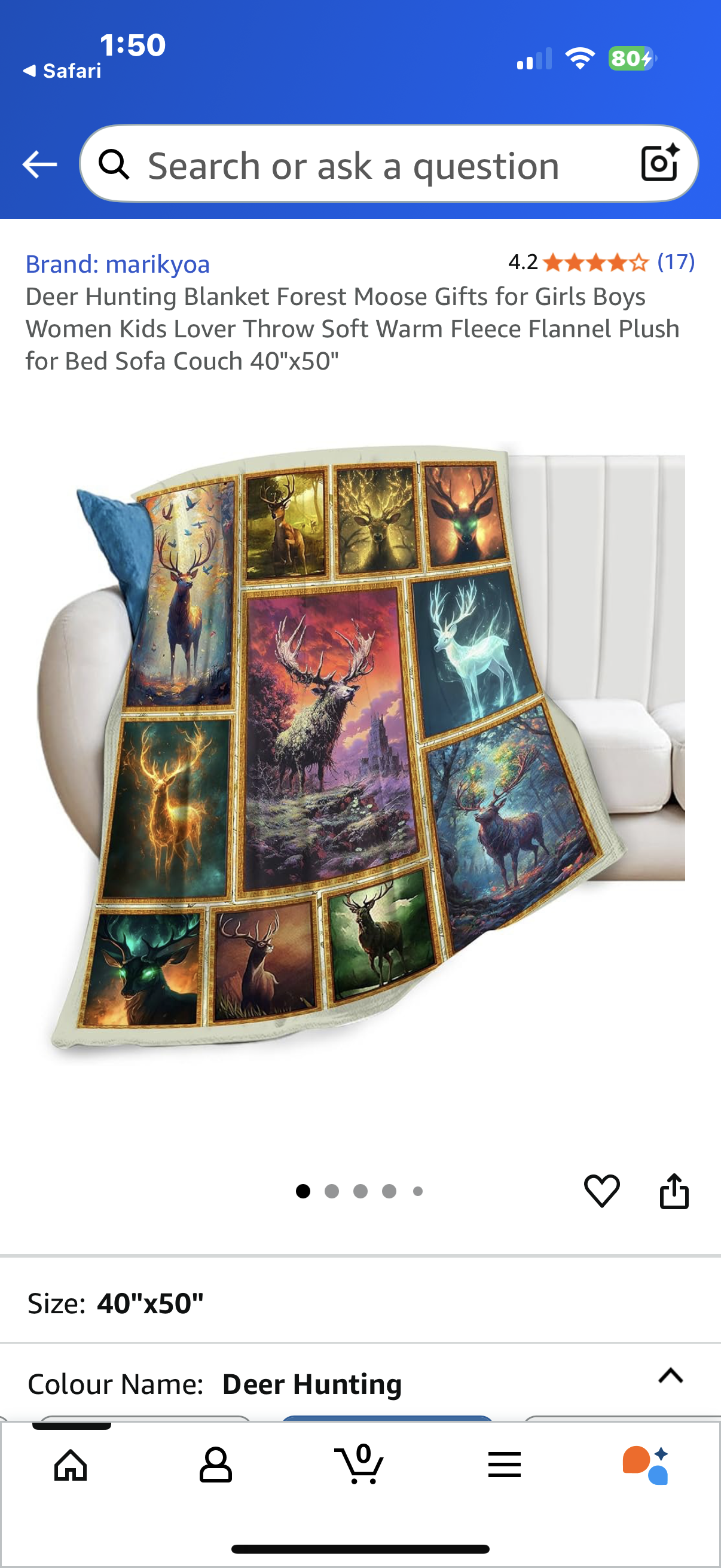 Deer Hunting Blanket Forest Moose Gifts for Girls Boys Women Kids Lover Throw Soft Warm Fleece Flannel Plush for Bed Sofa Couch 40"x50