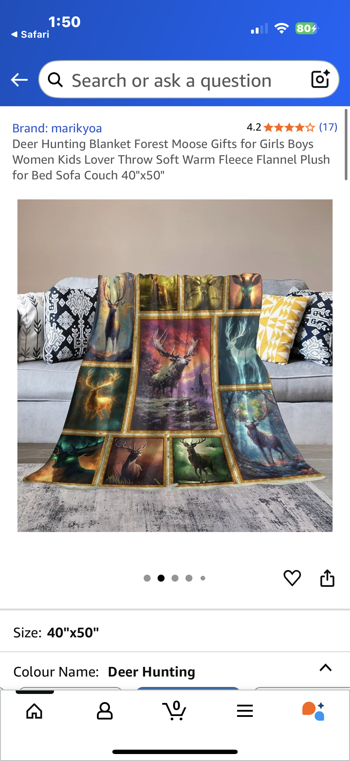 Deer Hunting Blanket Forest Moose Gifts for Girls Boys Women Kids Lover Throw Soft Warm Fleece Flannel Plush for Bed Sofa Couch 40"x50