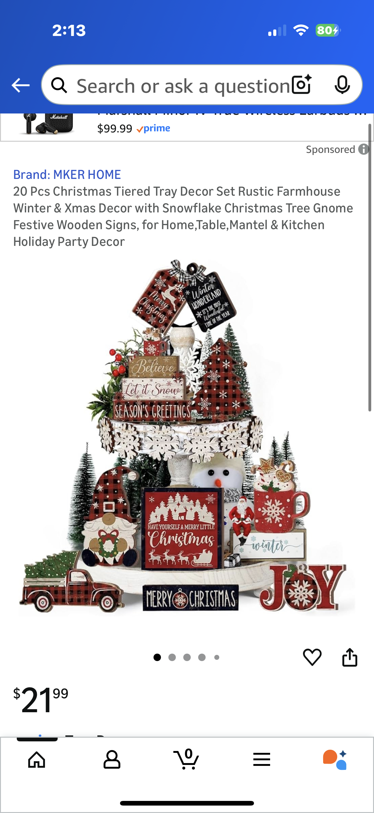 20 Pcs Christmas Tiered Tray Decor Set Rustic Farmhouse Winter & Xmas Decor with Snowflake Christmas Tree Gnome Festive Wooden Signs, for Home,Table,Mantel & Kitchen Holiday Party Decor