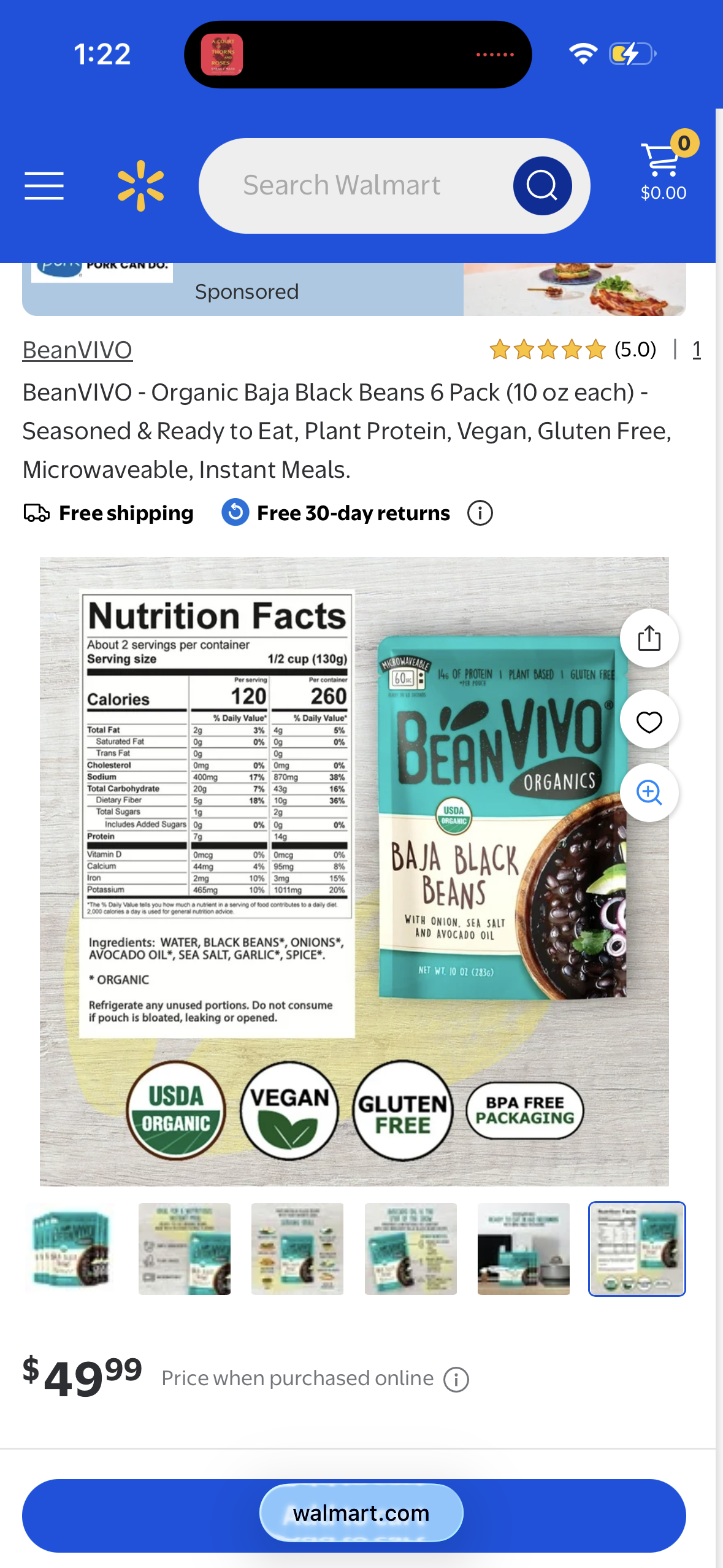 BeanVIVO - Organic Baja Black Beans 6 Pack (10 oz each) - Seasoned & Ready to Eat, Plant Protein, Vegan, Gluten Free, Microwaveable, Instant Meals.