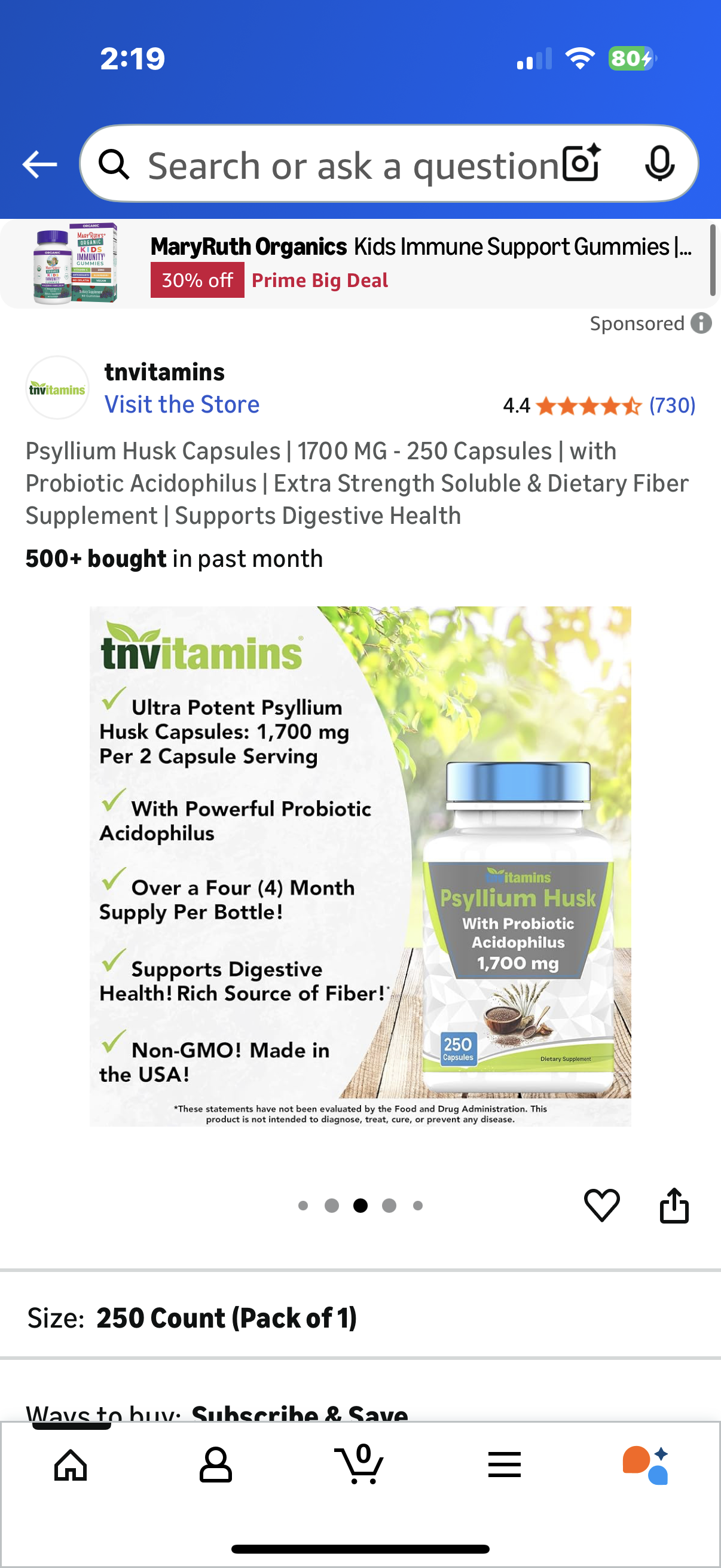 Psyllium Husk Capsules (Expires 12/25)