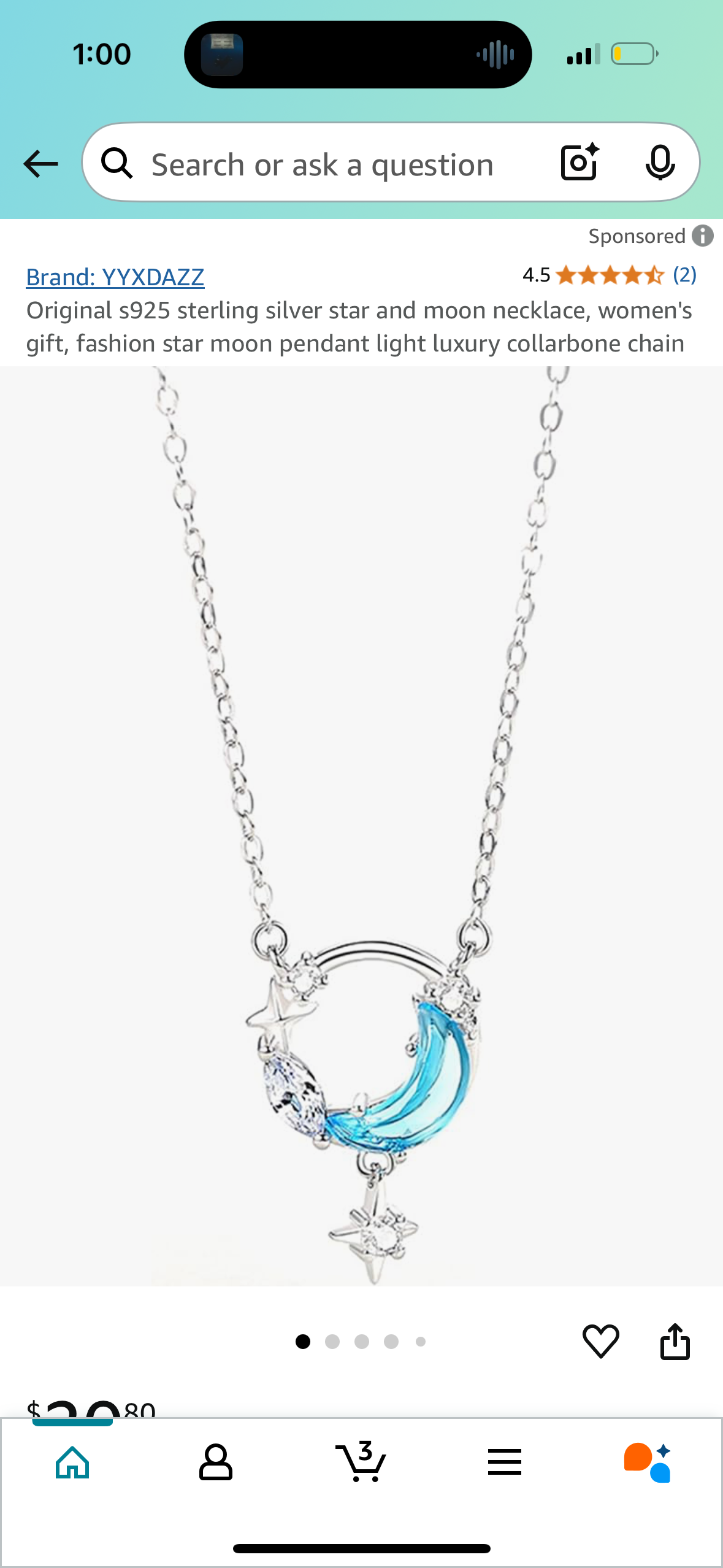Original s925 sterling silver star and moon necklace, women's gift, fashion star moon pendant light luxury collarbone chain