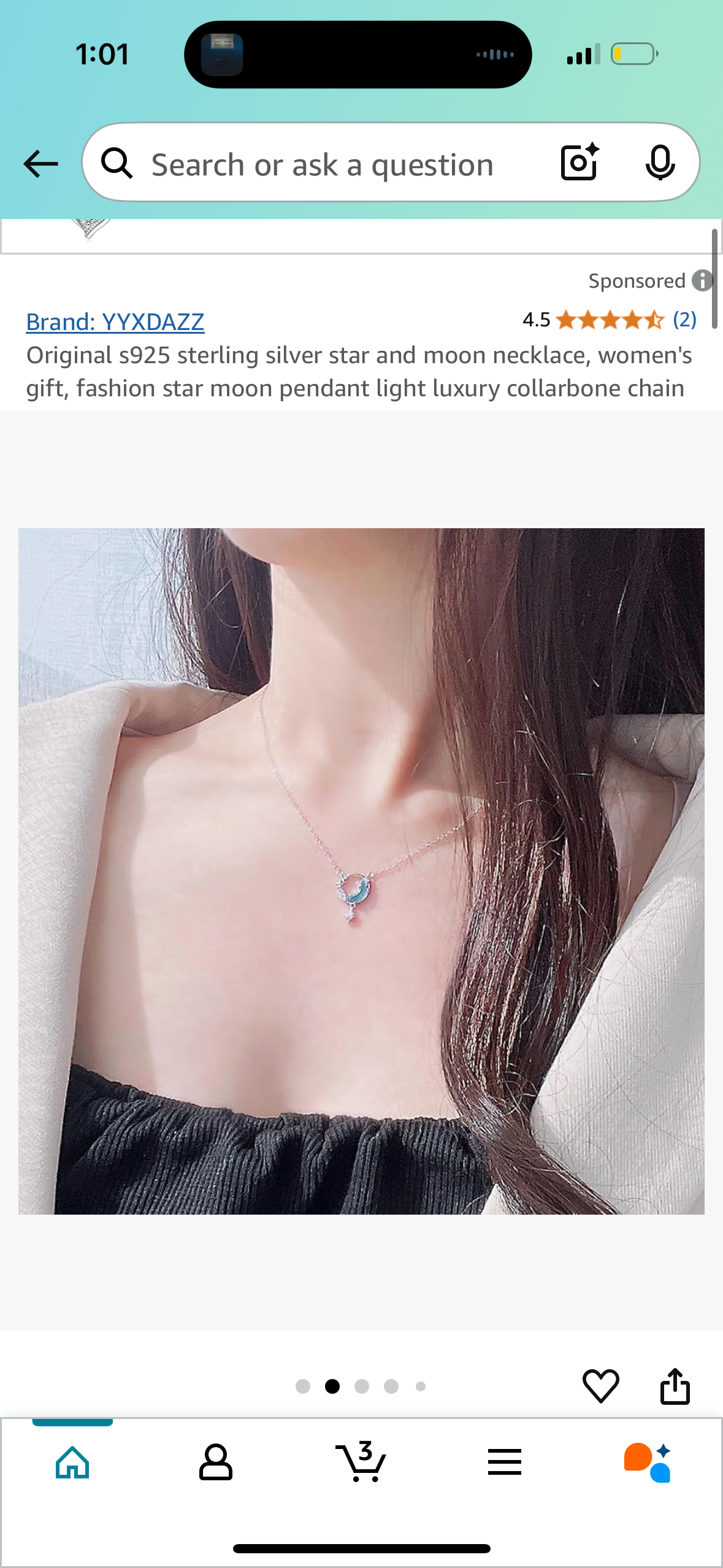 Original s925 sterling silver star and moon necklace, women's gift, fashion star moon pendant light luxury collarbone chain