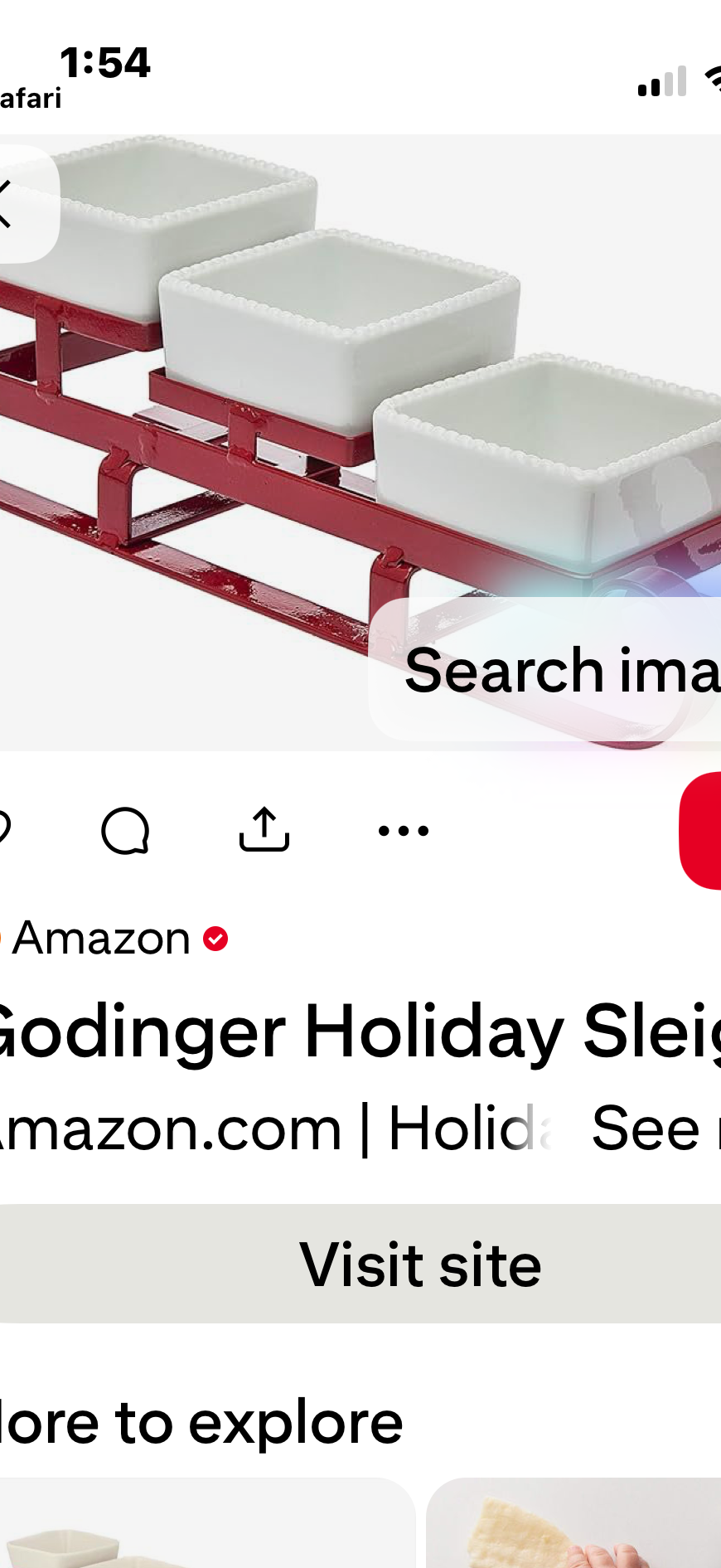 Godinger Holiday Sleigh Relish Bowl Condiment Dip Holder