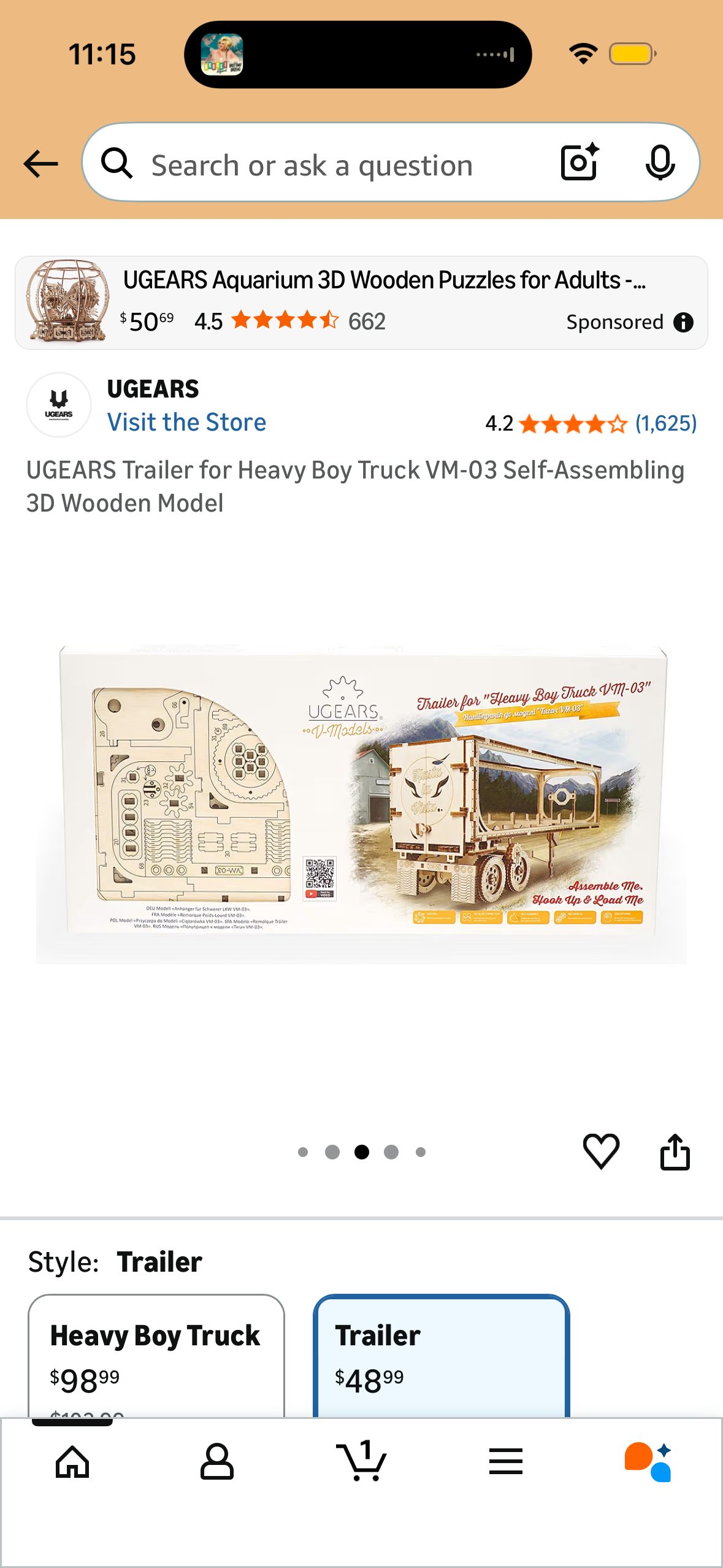 UGEARS Trailer for Heavy Boy Truck VM-03 Self-Assembling 3D Wooden Model