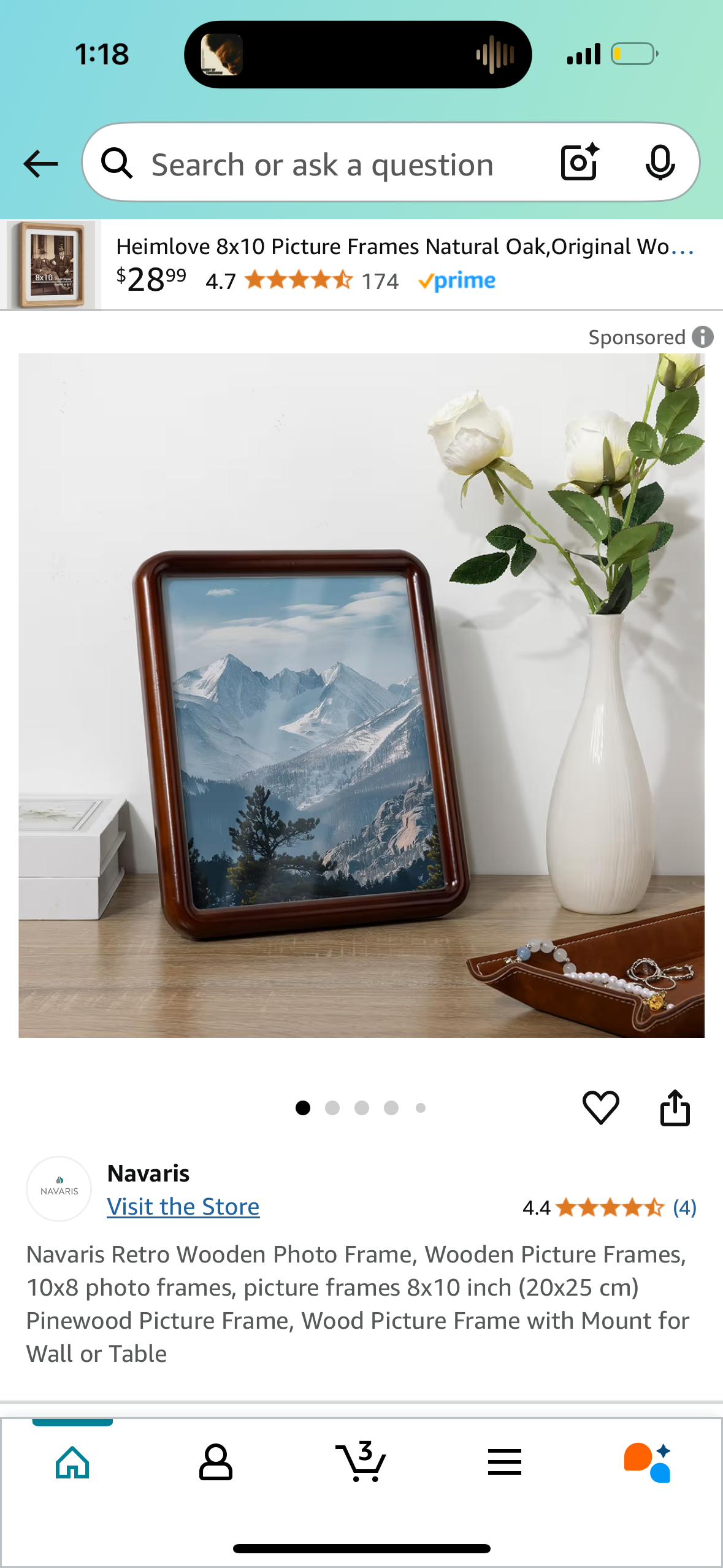 Navaris Retro Wooden Photo Frame, Wooden Picture Frames, 10x8 photo frames, picture frames 8x10 inch (20x25 cm) Pinewood Picture Frame, Wood Picture Frame with Mount for Wall or Table