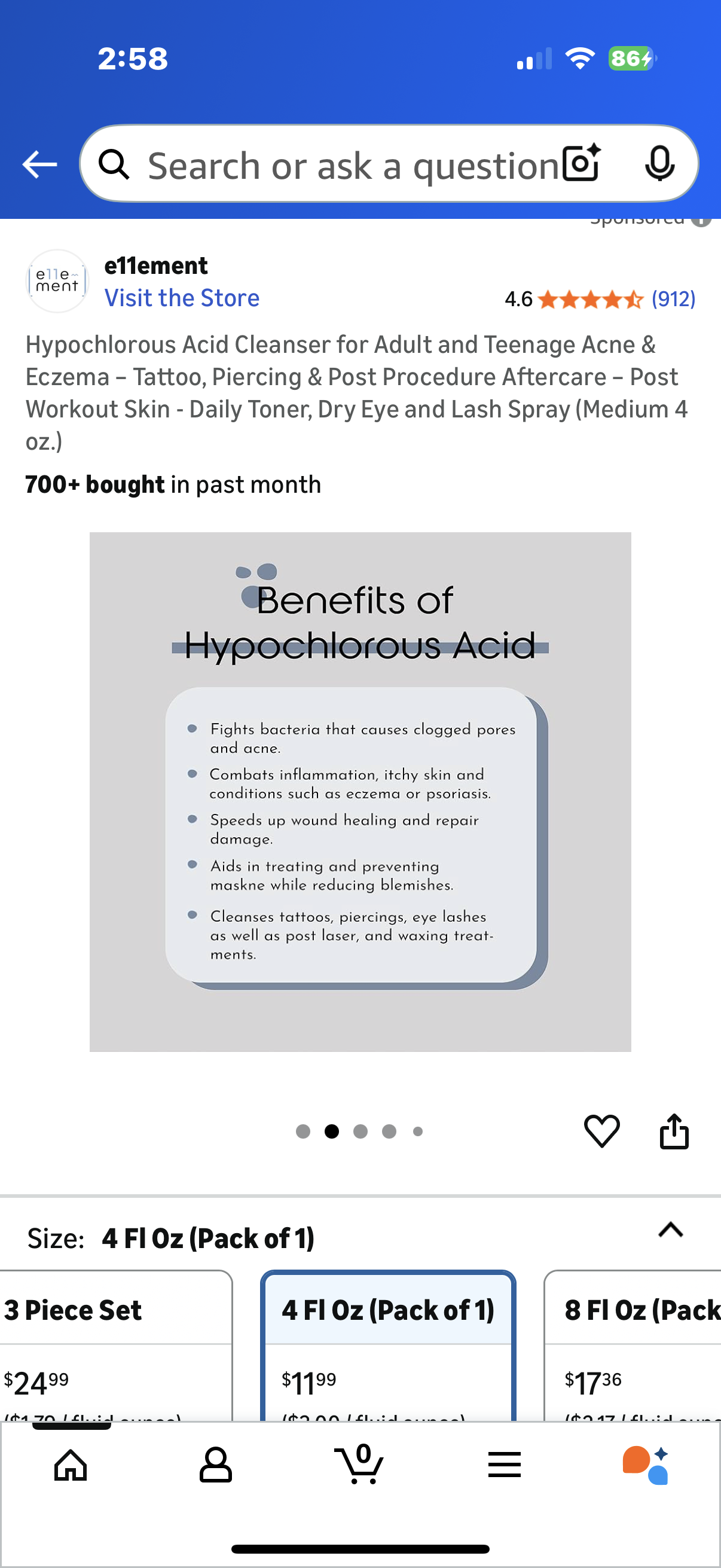 Hypochlorous Acid Cleanser for Adult and Teenage Acne & Eczema – Tattoo, Piercing & Post Procedure Aftercare – Post Workout Skin - Daily Toner, Dry Eye and Lash Spray (Medium 4