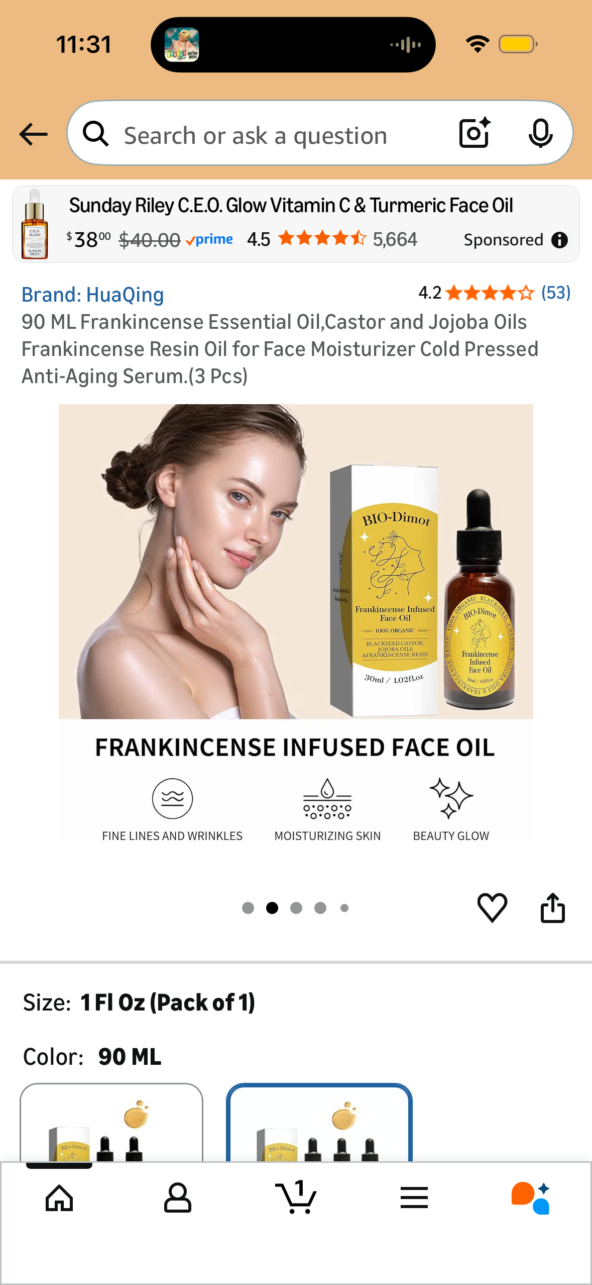 90 ML Frankincense Essential Oil,Castor and Jojoba Oils Frankincense Resin Oil for Face Moisturizer Cold Pressed Anti-Aging Serum.(3 Pcs) 