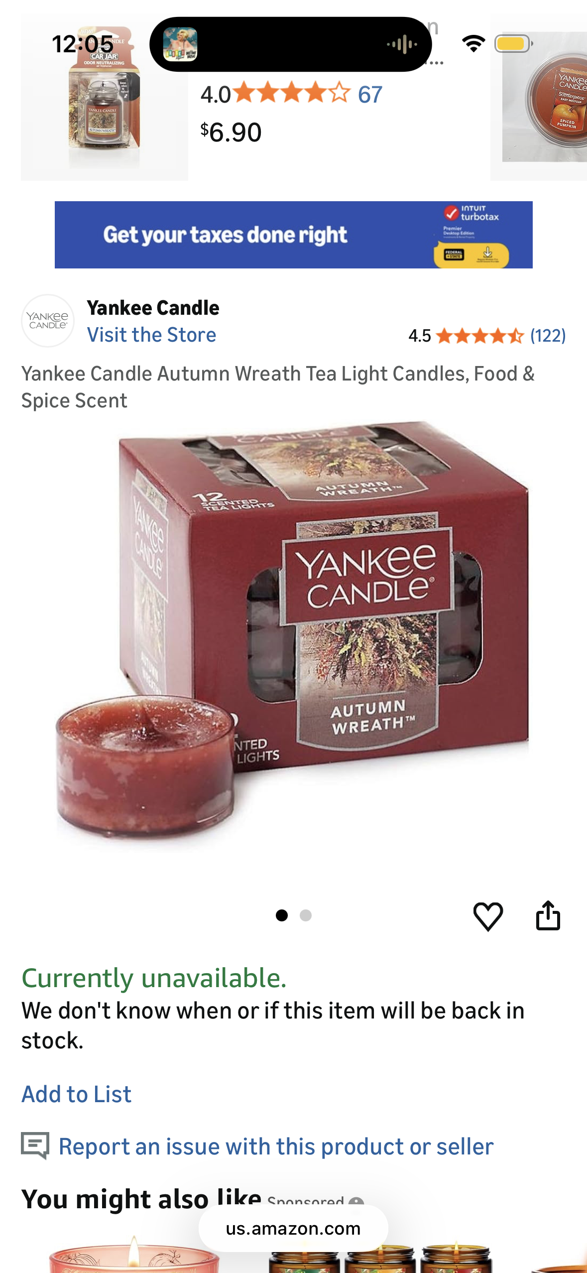 Yankee Candle Company Autumn Wreath Tealight Candles - Pack of 12