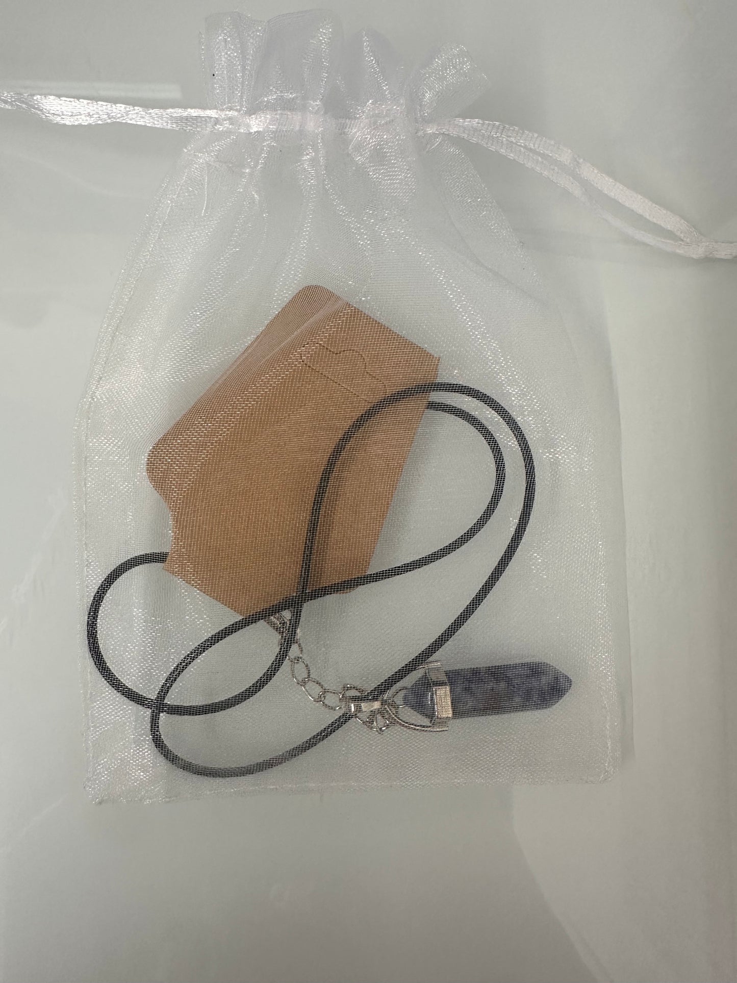 Hexagonal Shaped Crystal Natural Stone Pendant with Black Leather Necklace Chain