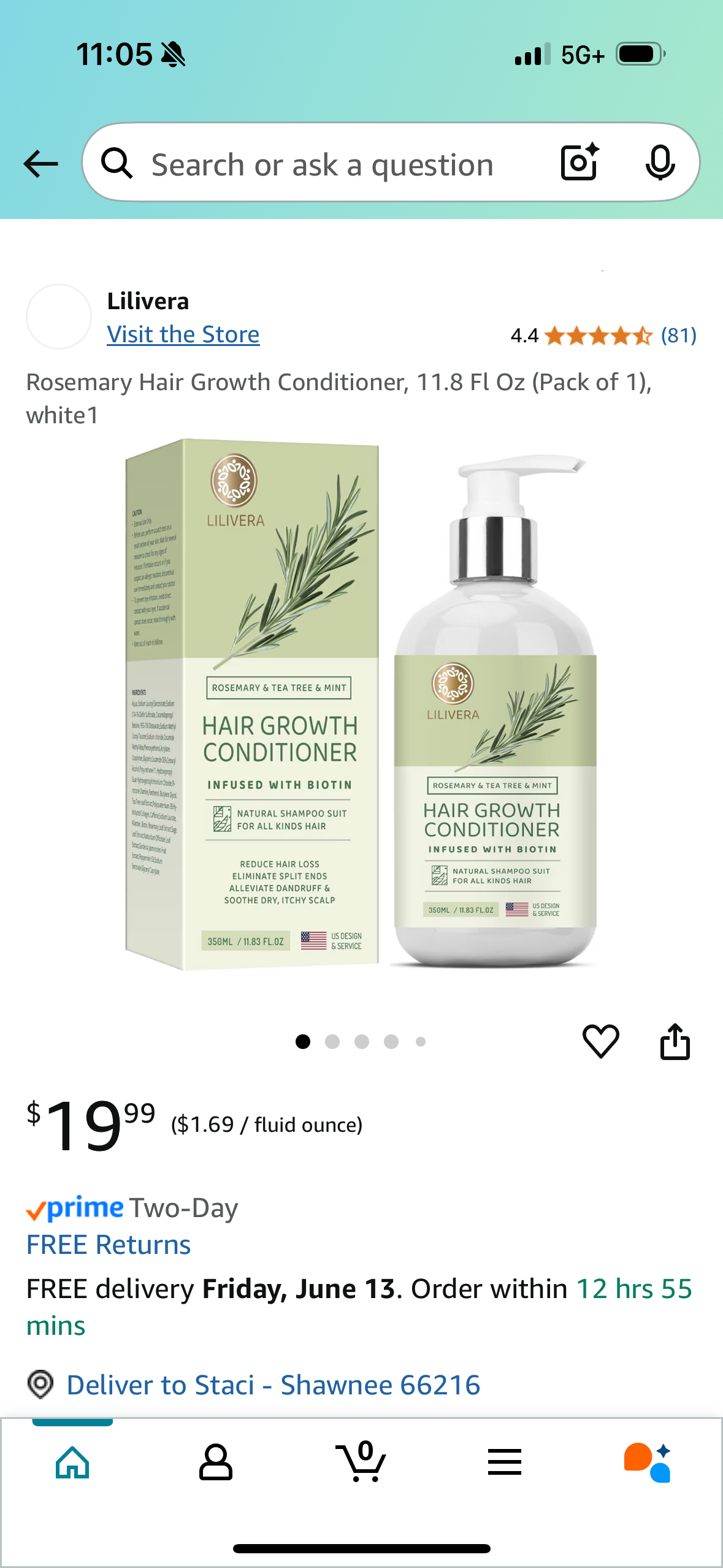 Rosemary Hair Growth Conditioner, 11.8 Fl Oz (Pack of 1), white1