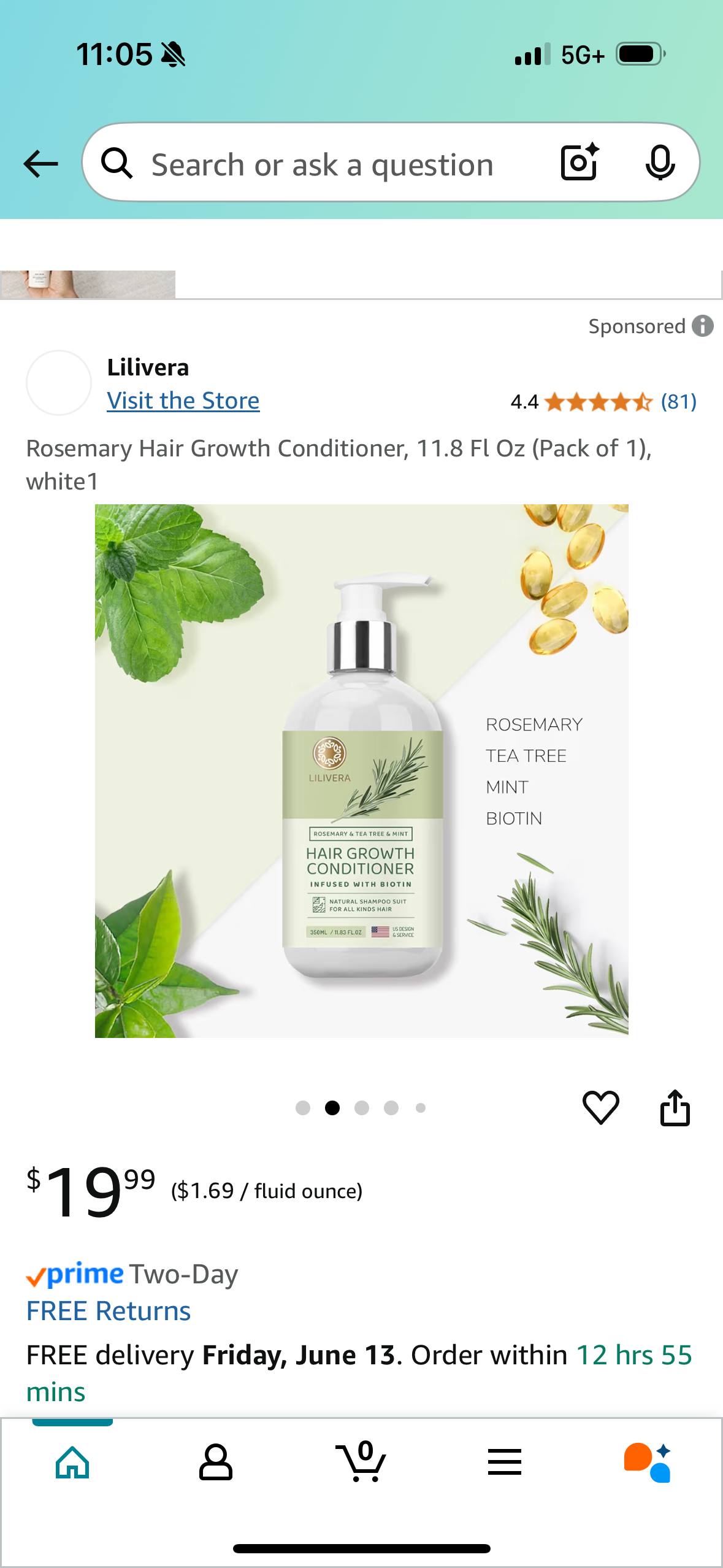 Rosemary Hair Growth Conditioner, 11.8 Fl Oz (Pack of 1), white1