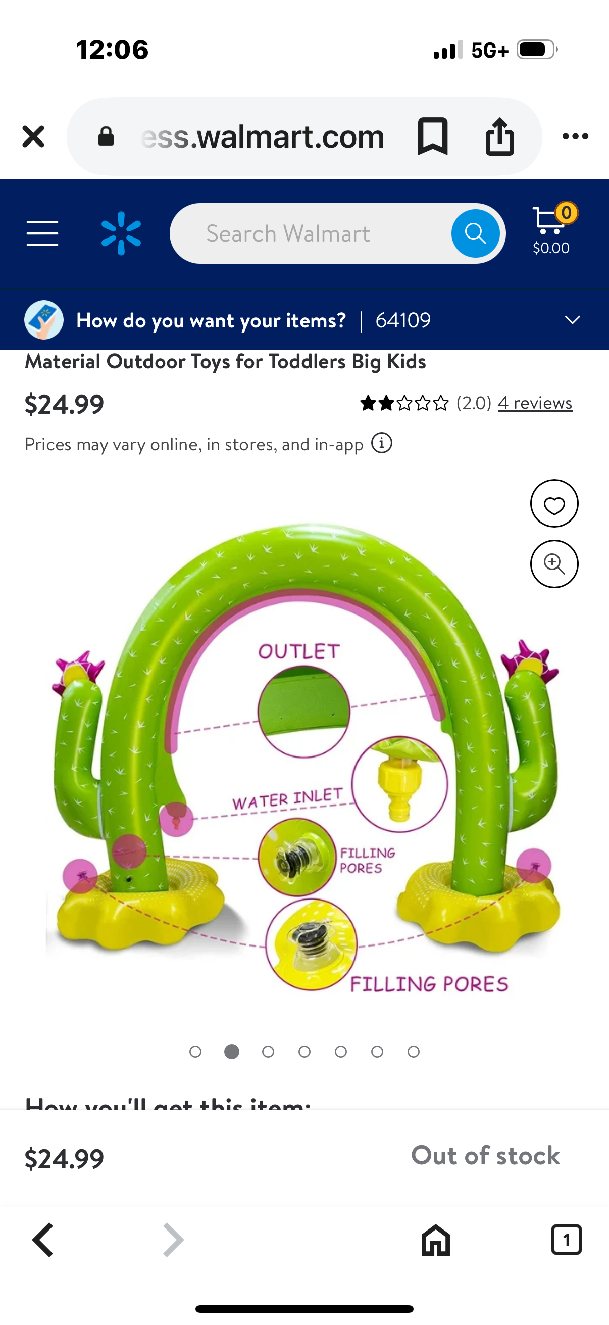 Inflatable Cactus Water Sprinkler for Kids, 100"X 65" Large Arch Toddler Sprinkler with Environmental Friendly PVC Material Outdoor Toys for Toddlers Big Kids