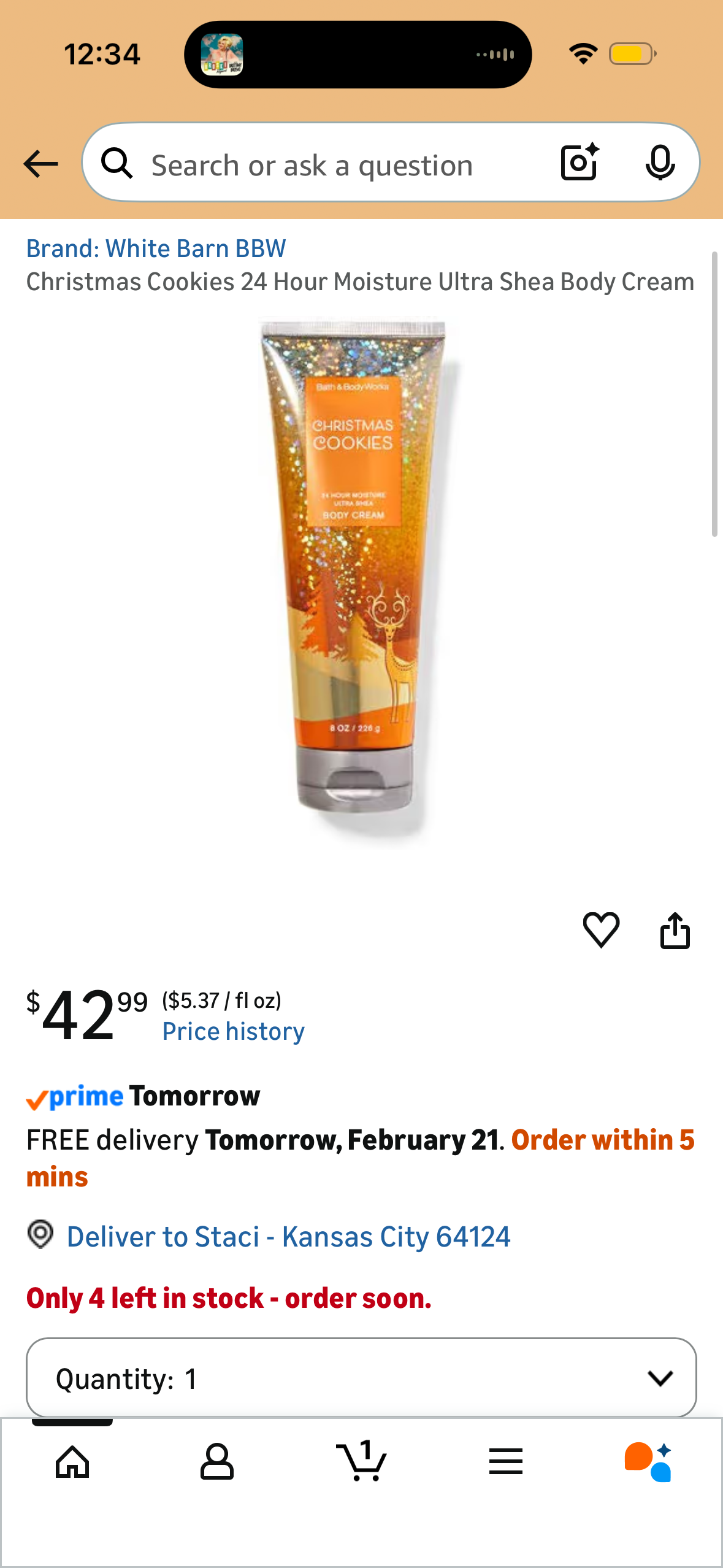 Bath and Body Works - Christmas Cookies Body Cream, 8 oz.