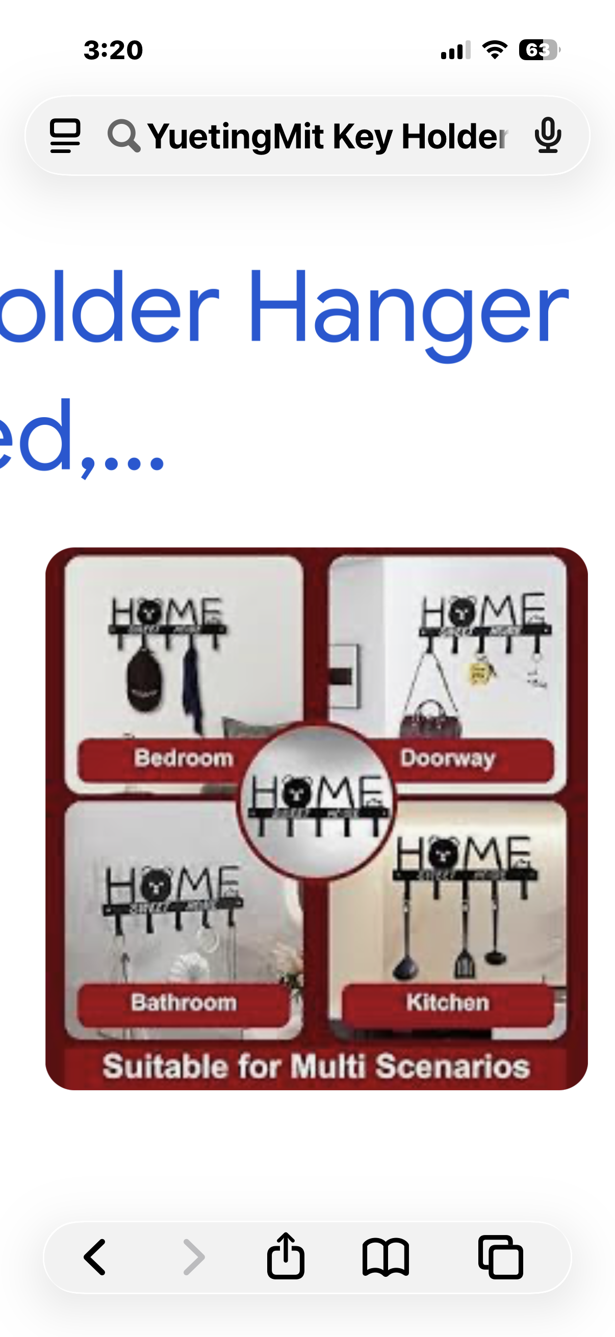 YuetingMit Key Holder Hanger Rack Wall Mounted, Decorative Key Hooks with Screws and Anchors Metal Wall Decor for Entryway, Front Door, Kitchen Garage and Mudroom - 10 inches/25cm Sweet Home Pattern