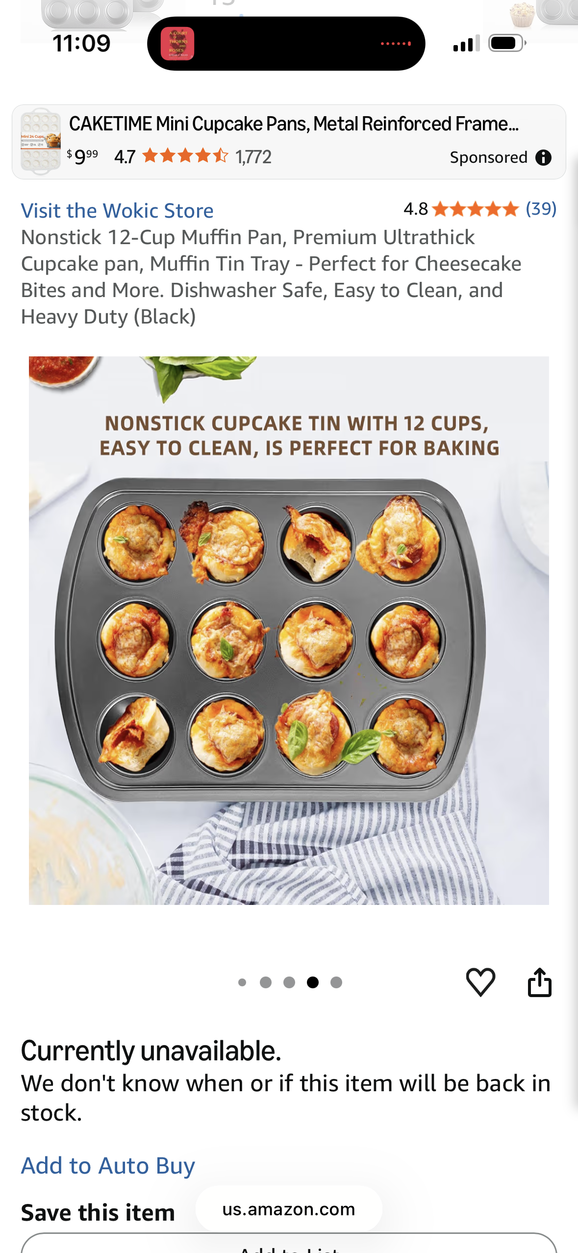 Nonstick 12-Cup Muffin Pan, Premium Ultrathick Cupcake pan, Muffin Tin Tray - Perfect for Cheesecake Bites and More. Dishwasher Safe, Easy to Clean, and Heavy Duty (Black), 1 Pack