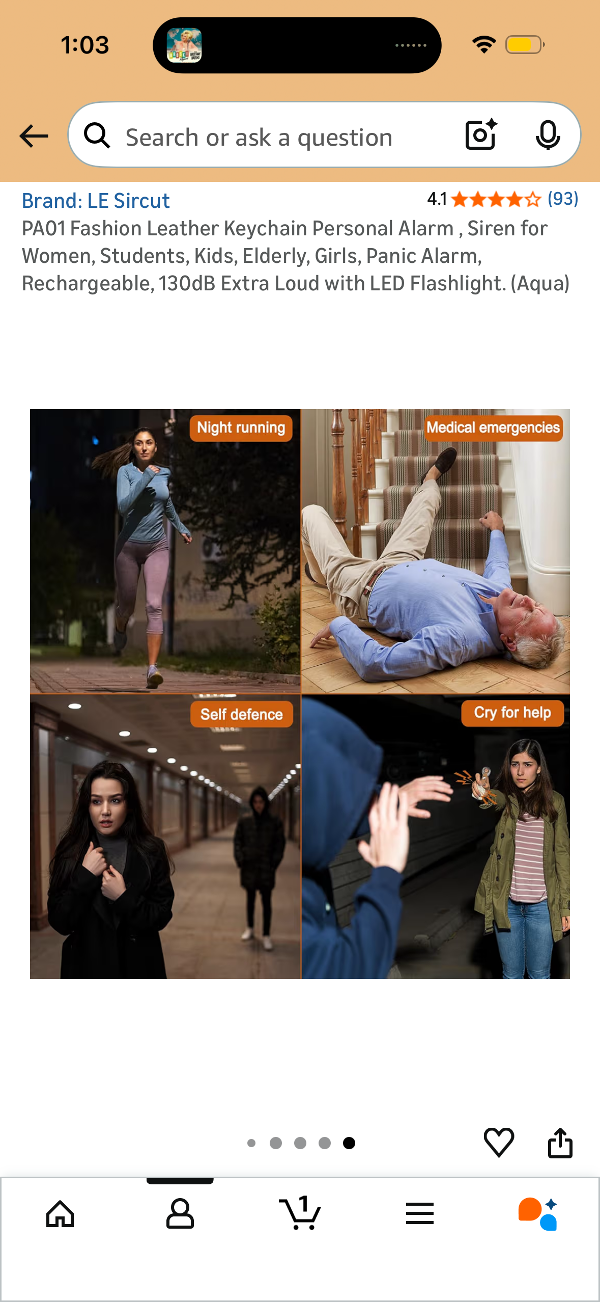 LE Sircut PA01 Fashion Leather Keychain Personal Alarm , Siren for Women, Students, Kids, Elderly, Girls, Panic Alarm, Rechargeable, 130dB Extra Loud with LED Flashlight. (Aqua)