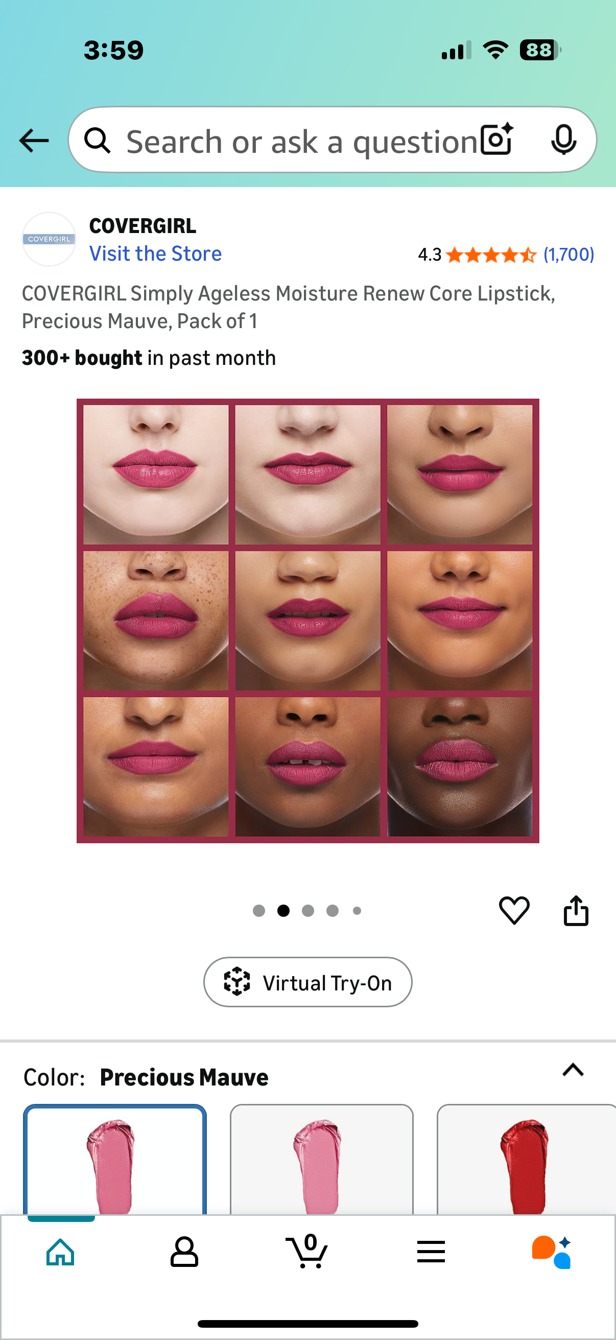 ‼️ 2 for the price of 1 ‼️ COVERGIRL Simply Ageless Moisture Renew Core Lipstick, Precious Mauve , Pack of 2