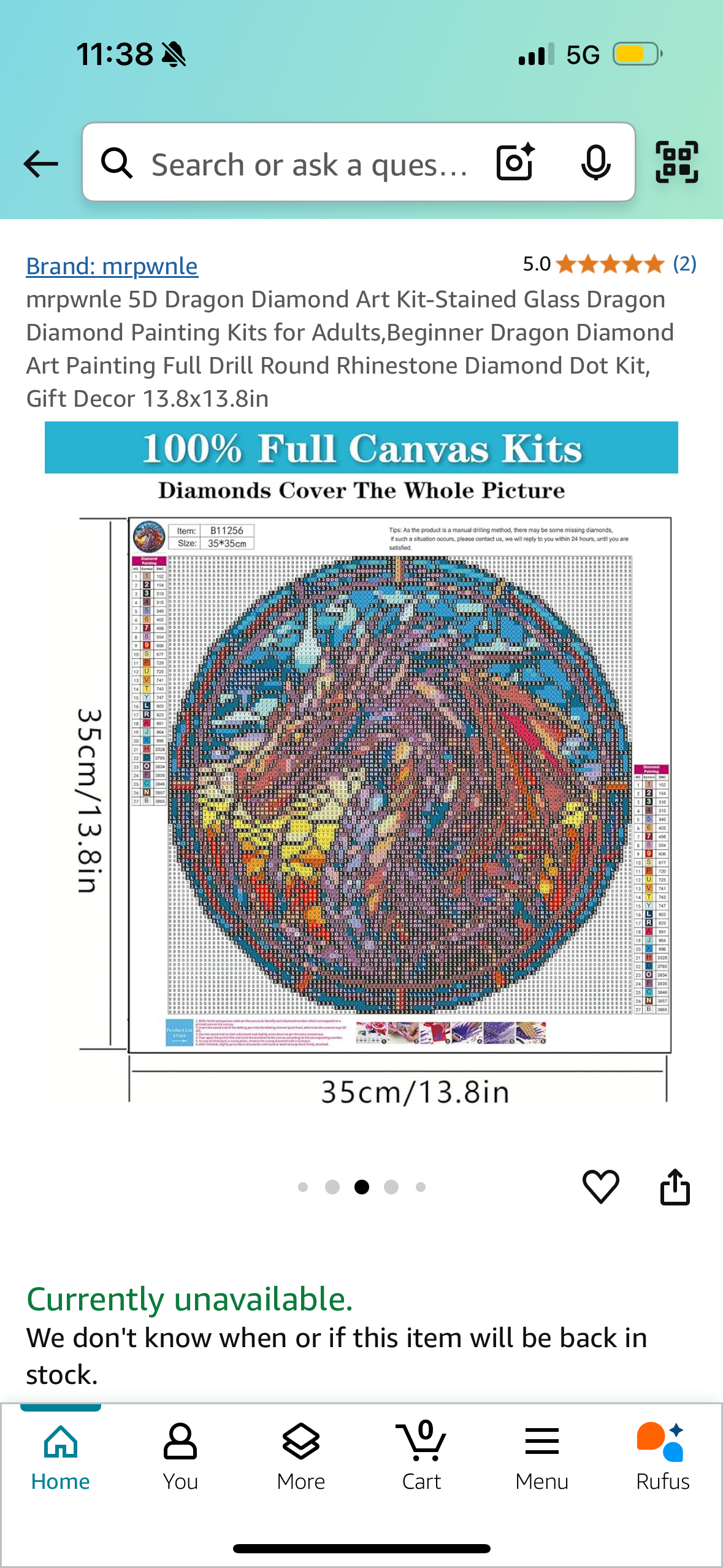 5D Dragon Diamond Art Kit-Stained Glass Dragon Diamond Painting Kits for Adults,Beginner Dragon Diamond Art Painting Full Drill Round Rhinestone Diamond Dot Kit, Gift Decor 13.8x13.8in