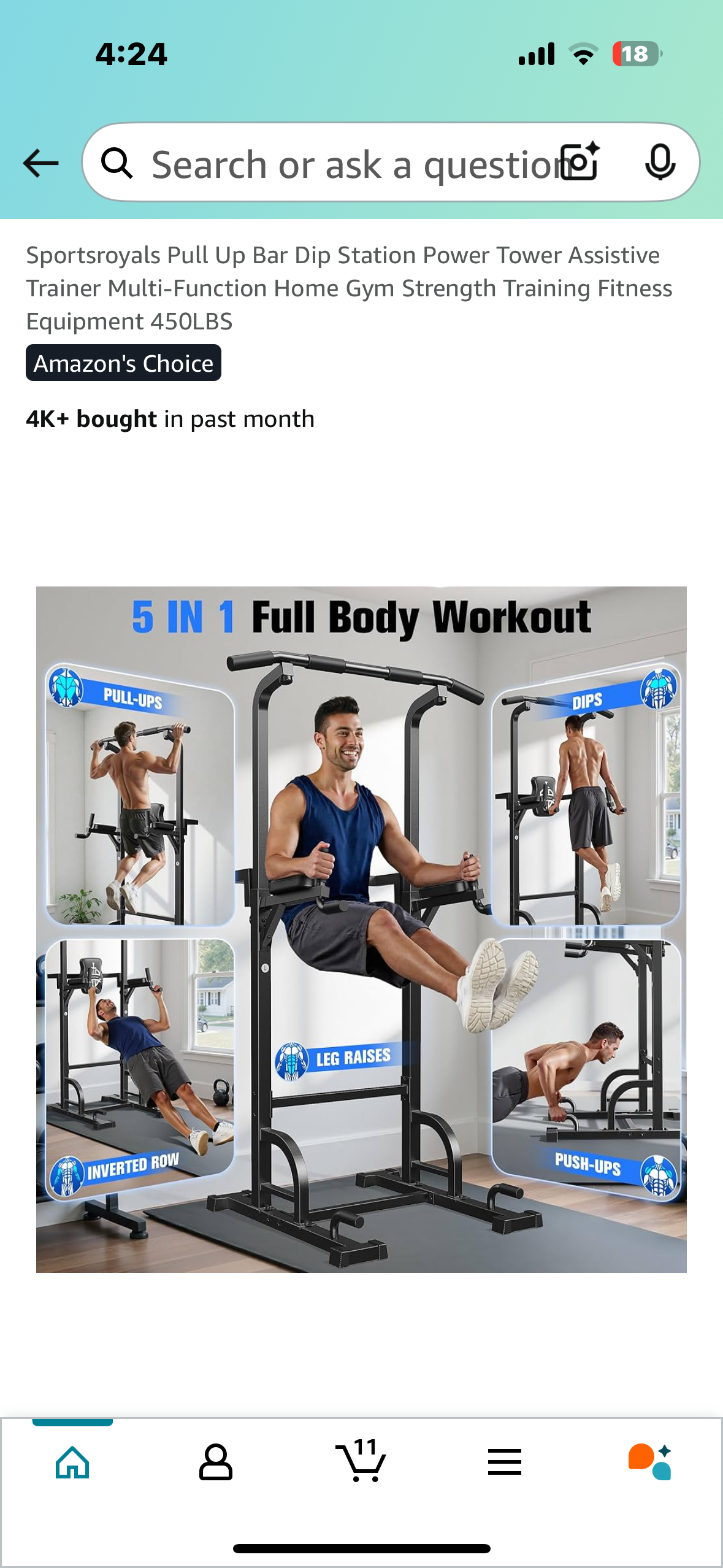 Sportsroyals Pull Up Bar Dip Station Power Tower, Multi-Function Home Gym Fitness Training
Equipment 450LBS (W470)