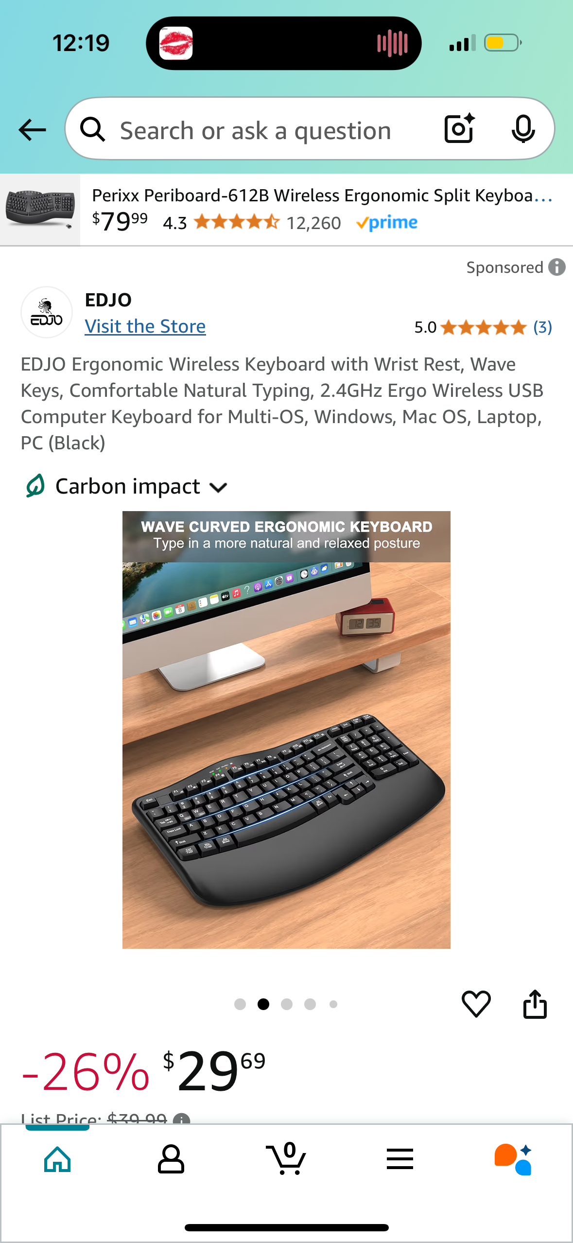 Ergonomic Wireless Keyboard with Wrist Rest, Wave Keys, Comfortable Natural Typing, 2.4GHz Ergo Wireless USB Computer Keyboard for Multi-OS, Windows, Mac OS, Laptop, PC (Black)