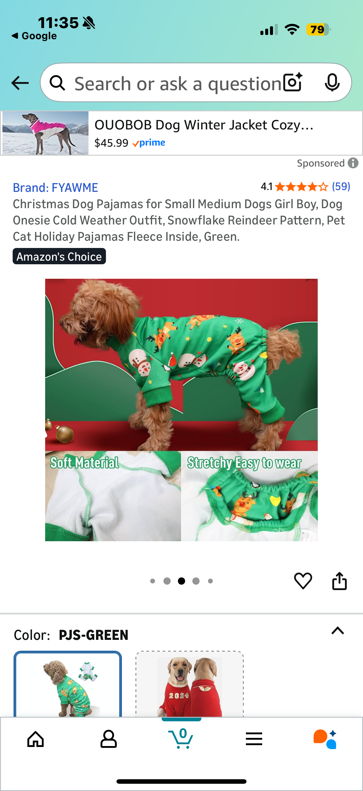 Christmas Dog Pajamas for Small Medium Dogs Girl Boy, Dog Onesie Cold Weather Outfit, Snowflake Reindeer Pattern, Pet Cat Holiday Pajamas Fleece Inside, Green (Size 2XL and XS)