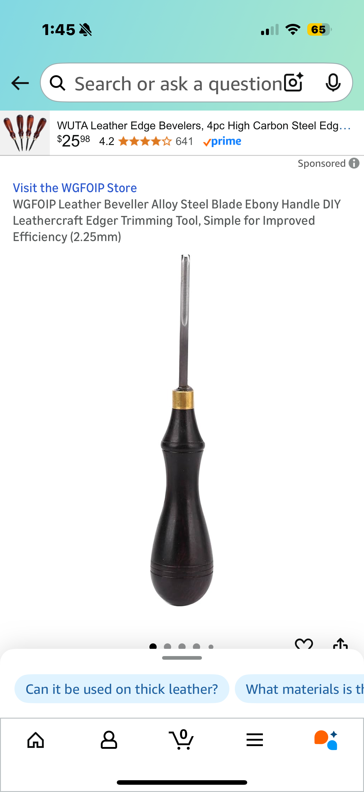 Leather Beveller Alloy Steel Blade Ebony Handle DIY Leathercraft Edger Trimming Tool, Simple for Improved Efficiency (2.25mm)