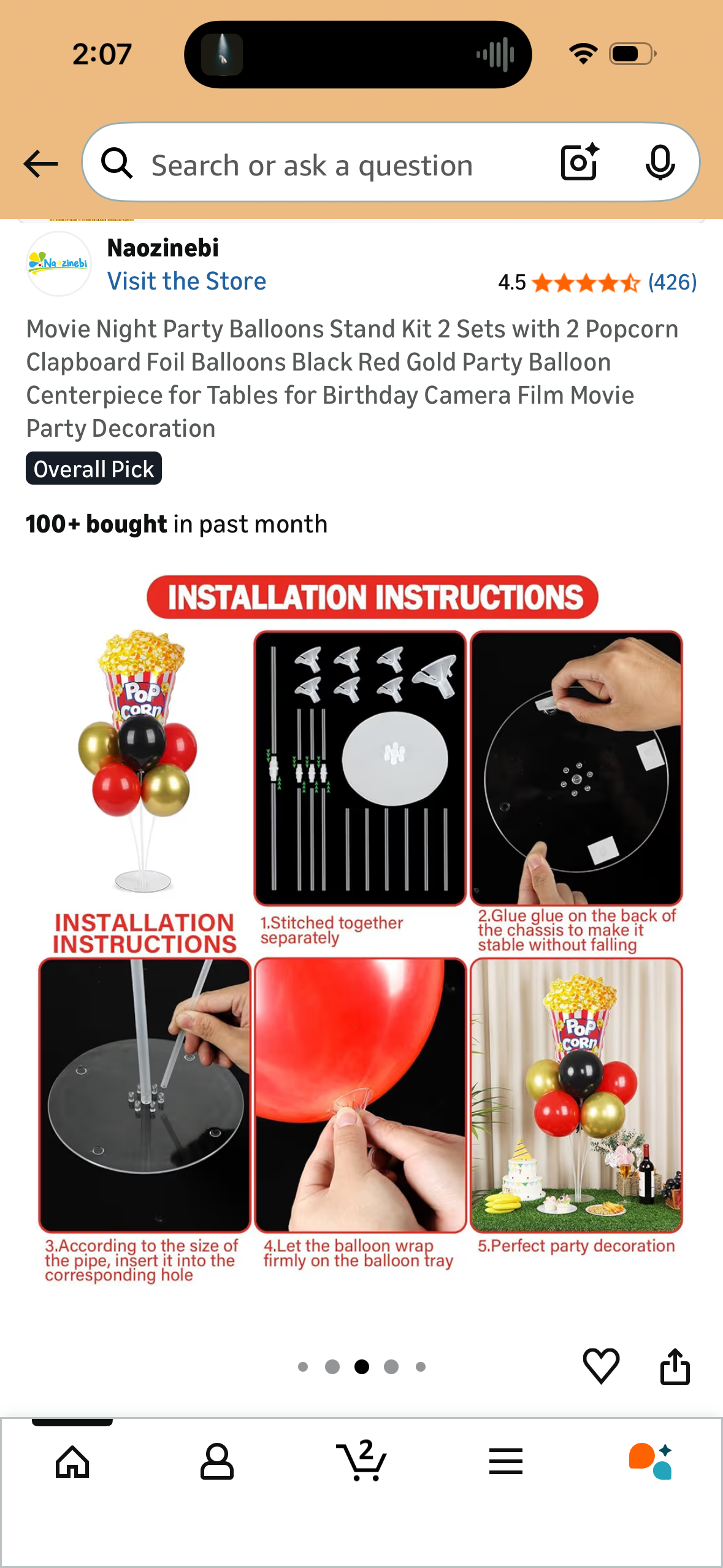Movie Night Party Balloons Stand Kit 2 Sets with 2 Popcorn Clapboard Foil Balloons Black Red Gold Party Balloon Centerpiece for Tables for Birthday Camera Film Movie Party Decoration
