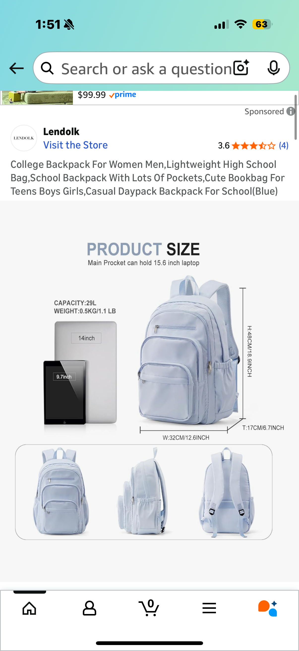 Backpack For Women Men,Lightweight High School Bag,School Backpack With Lots Of Pockets,Cute Bookbag For Teens Boys Girls,Casual Daypack Backpack For School(Blue