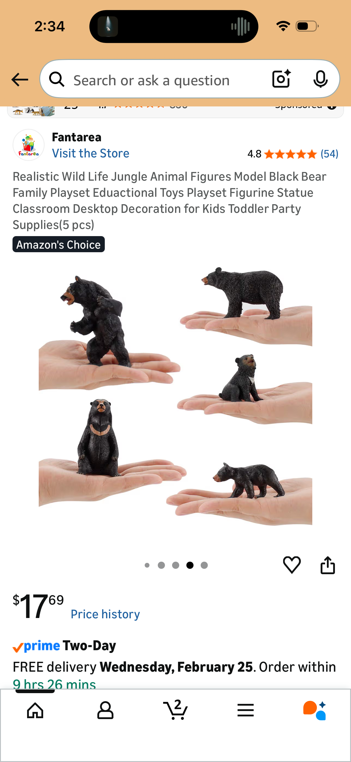 Realistic Wild Life Jungle Animal Figures Model Black Bear Family Playset Eduactional Toys Playset Figurine Statue Classroom Desktop Decoration for Kids Toddler Party Supplies(5 pcs)