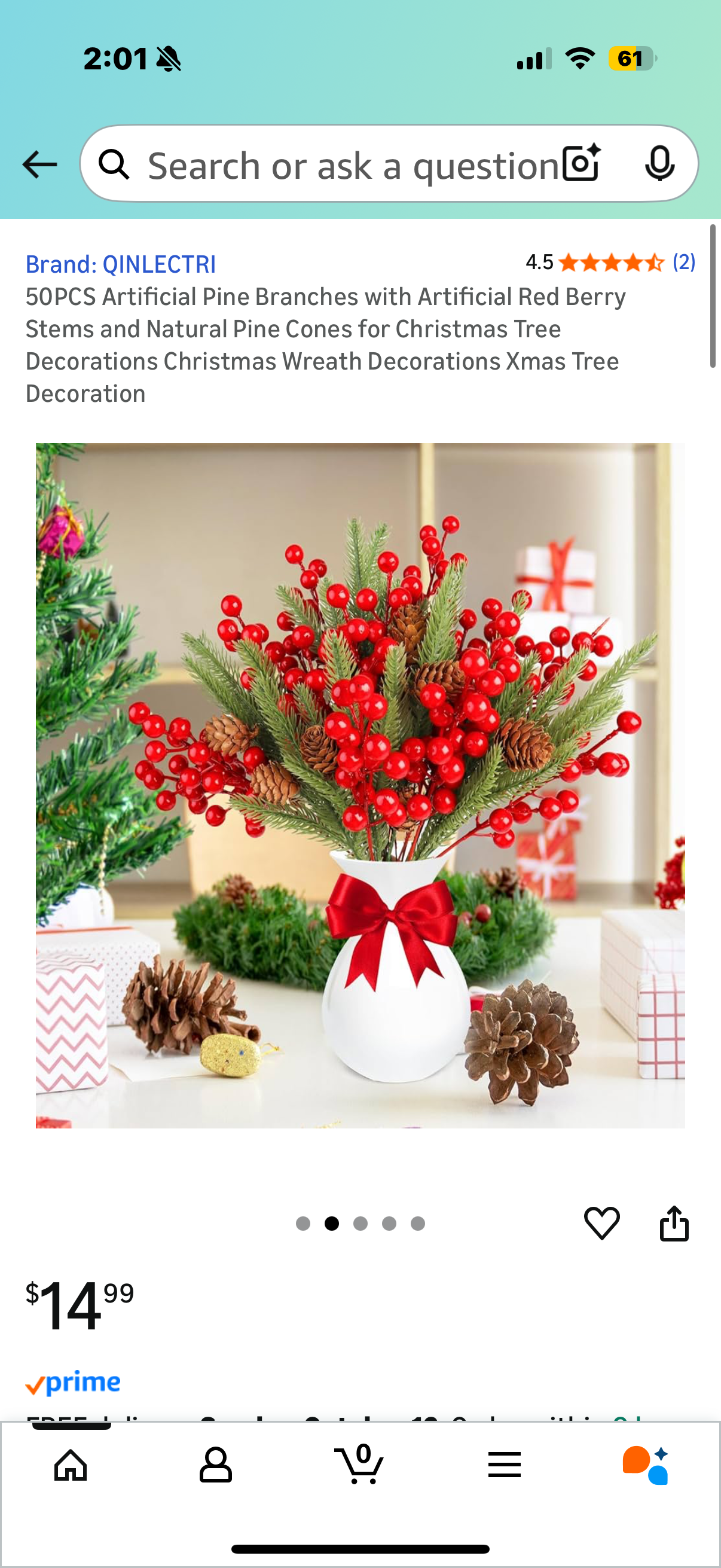 50PCS Artificial Pine Branches with Artificial Red Berry Stems and Natural Pine Cones for Christmas Tree Decorations Christmas Wreath Decorations Xmas Tree Decoration
