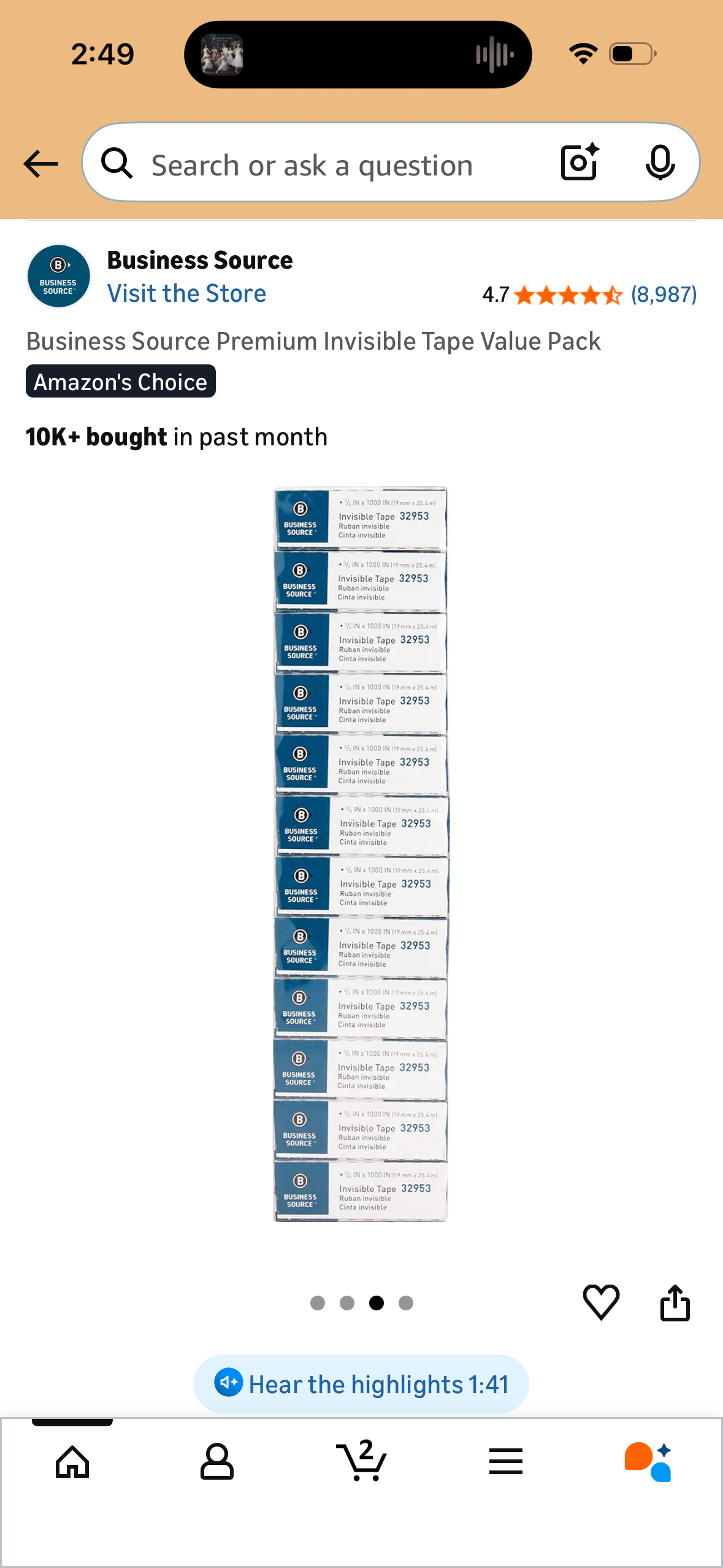 Business Source Premium Invisible Tape Value Pack