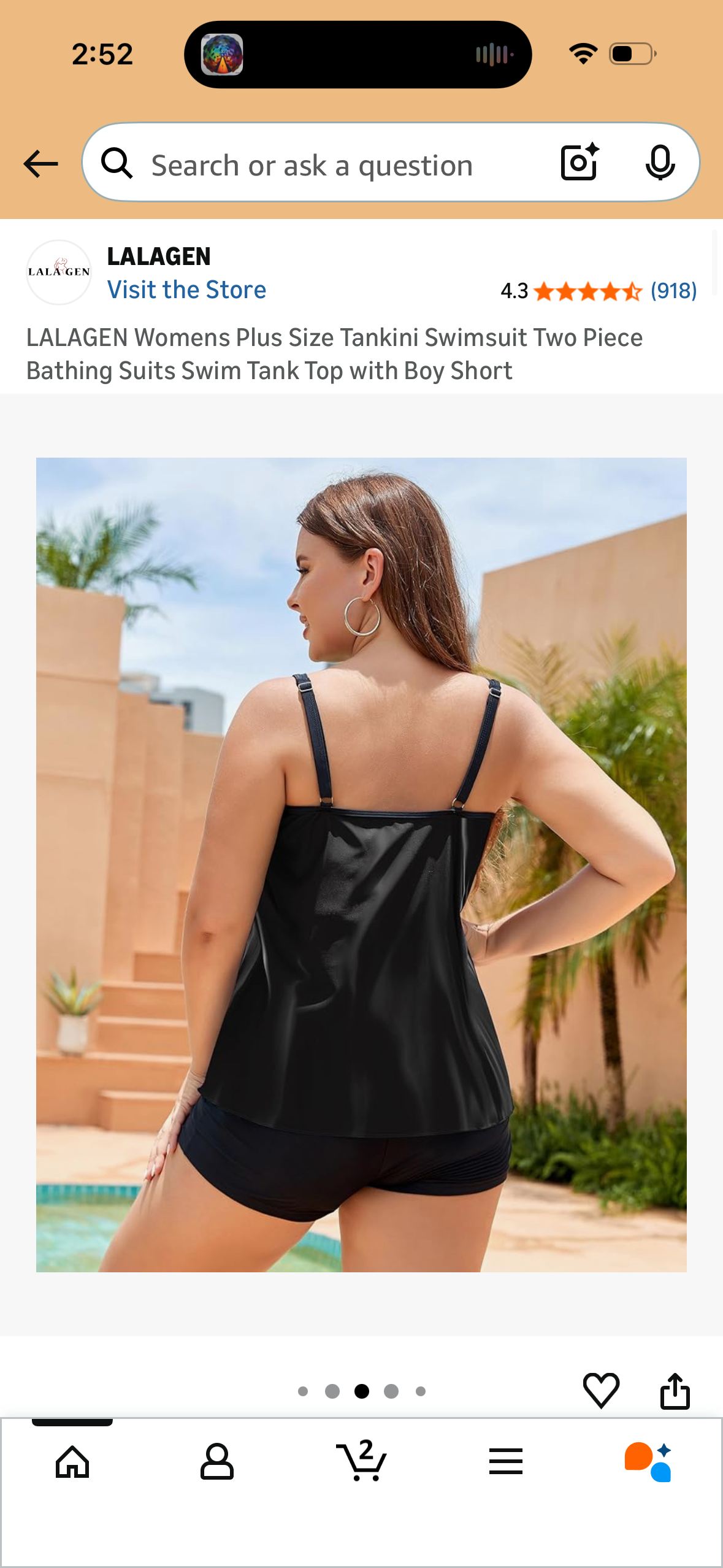 LALAGEN Womens Plus Size Tankini Swimsuit Two Piece Bathing Suits Swim Tank Top with Boy Short (Size 2X-Large)