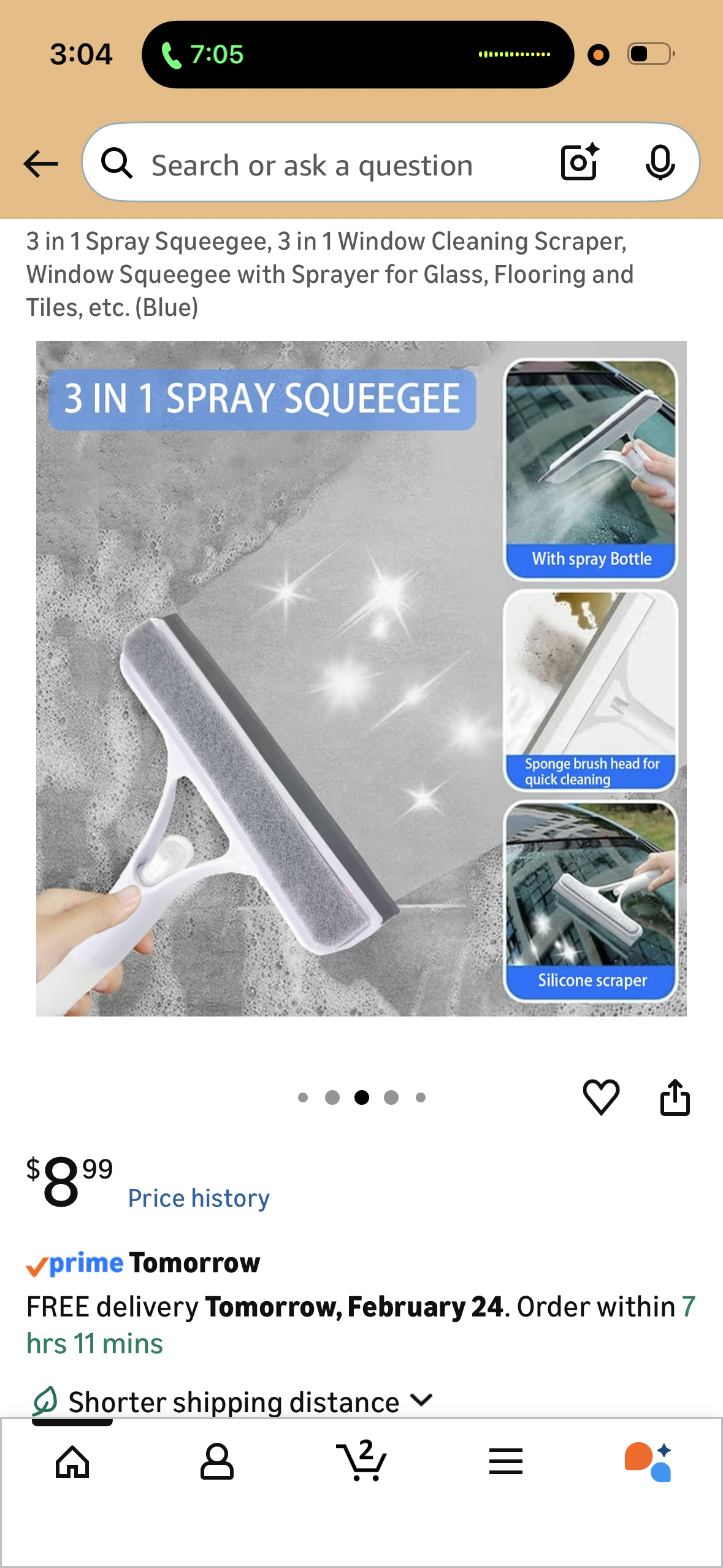 3 in 1 Spray Squeegee, 3 in 1 Window Cleaning Scraper, Window Squeegee with Sprayer for Glass, Flooring and Tiles, etc. (Blue)