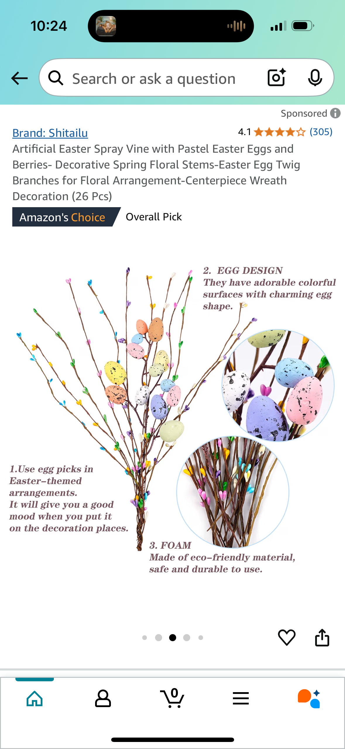 Artificial Easter Spray Vine with Pastel Easter Eggs and Berries- Decorative Spring Floral Stems-Easter Egg Twig Branches for Floral Arrangement-Centerpiece Wreath Decoration (26 Pcs)